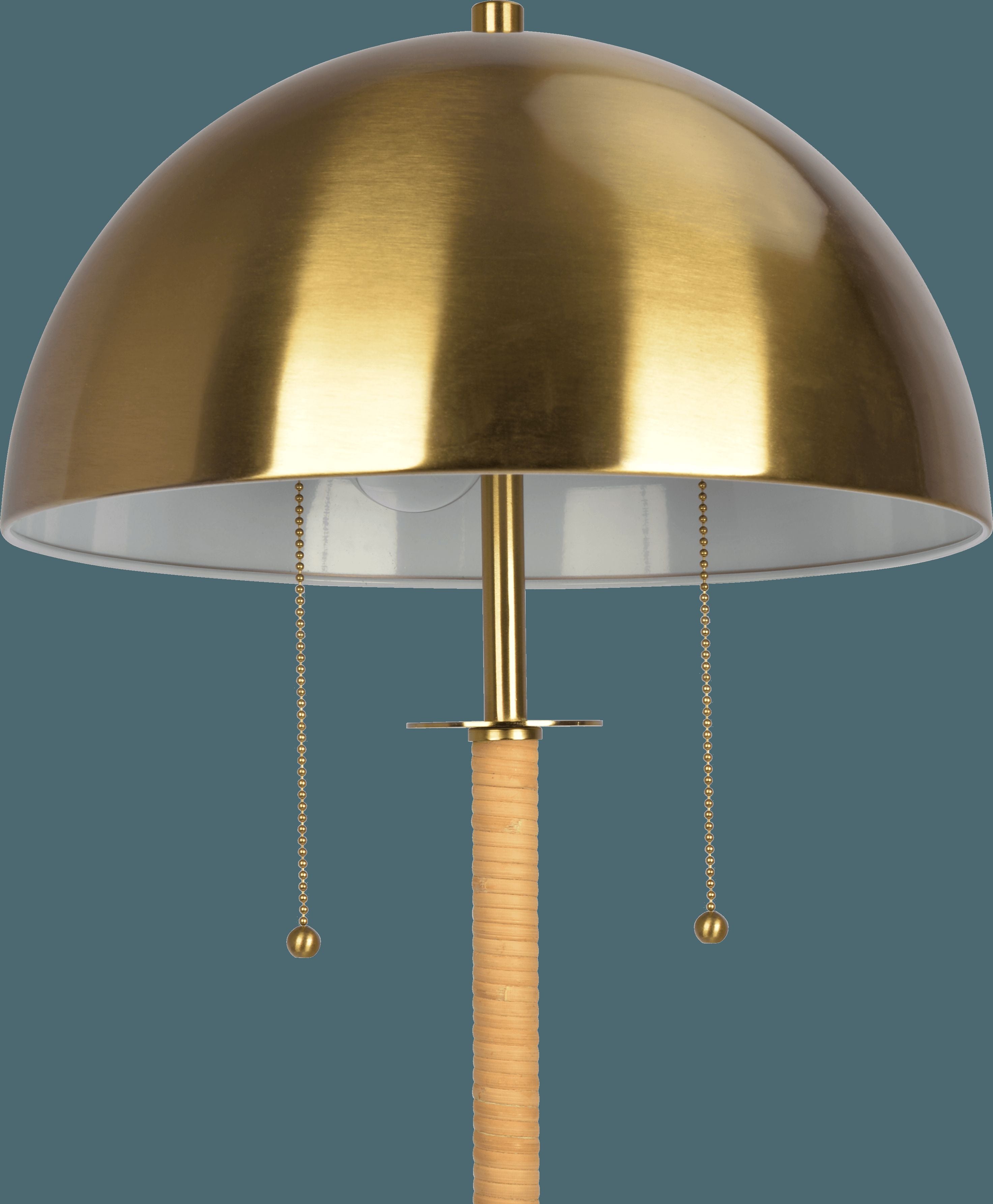Ashcroft - Allure 2-Light Floor Lamp, Gold Brass, Natural Rattan Tube , Double On/Off Pull Chain