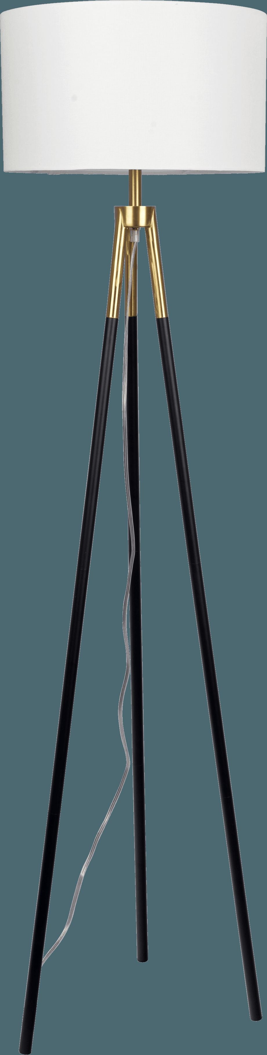 Ashcroft - Sway Brassed Gold Floor Lamp with On/Off Switch Triple Legs White Fabric Shade