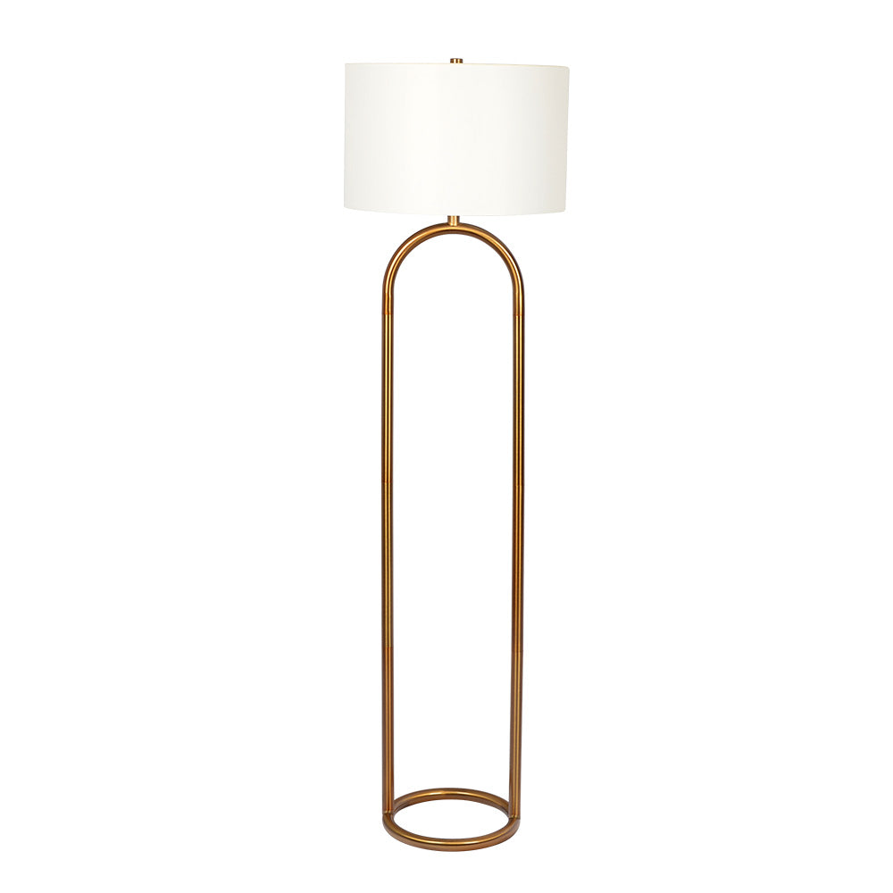 Ashcroft - Vivid Brass Ring Base Floor Lamp with Large White Drum Shade