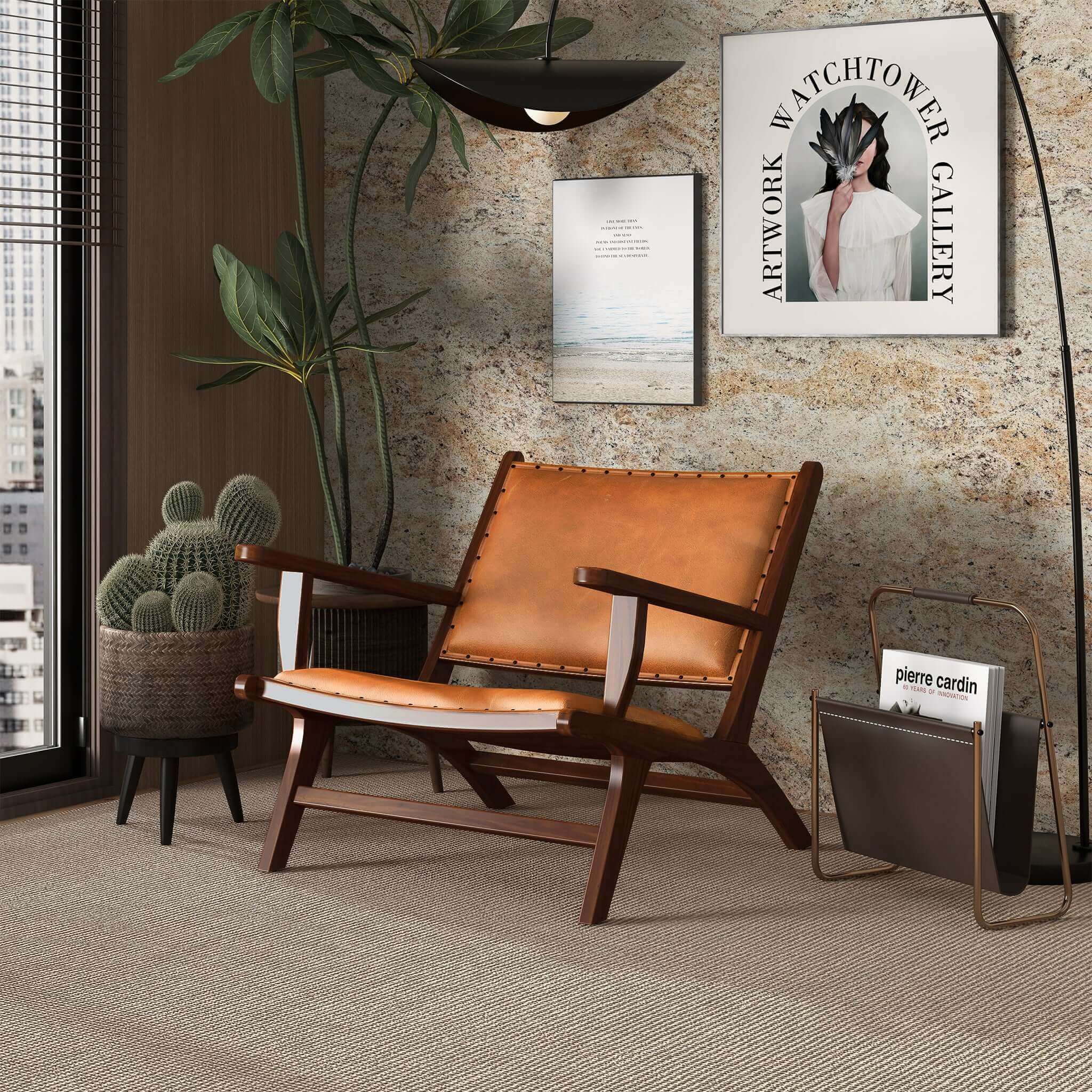 Ashcroft - Daniel Leather Arm Chair in Tan