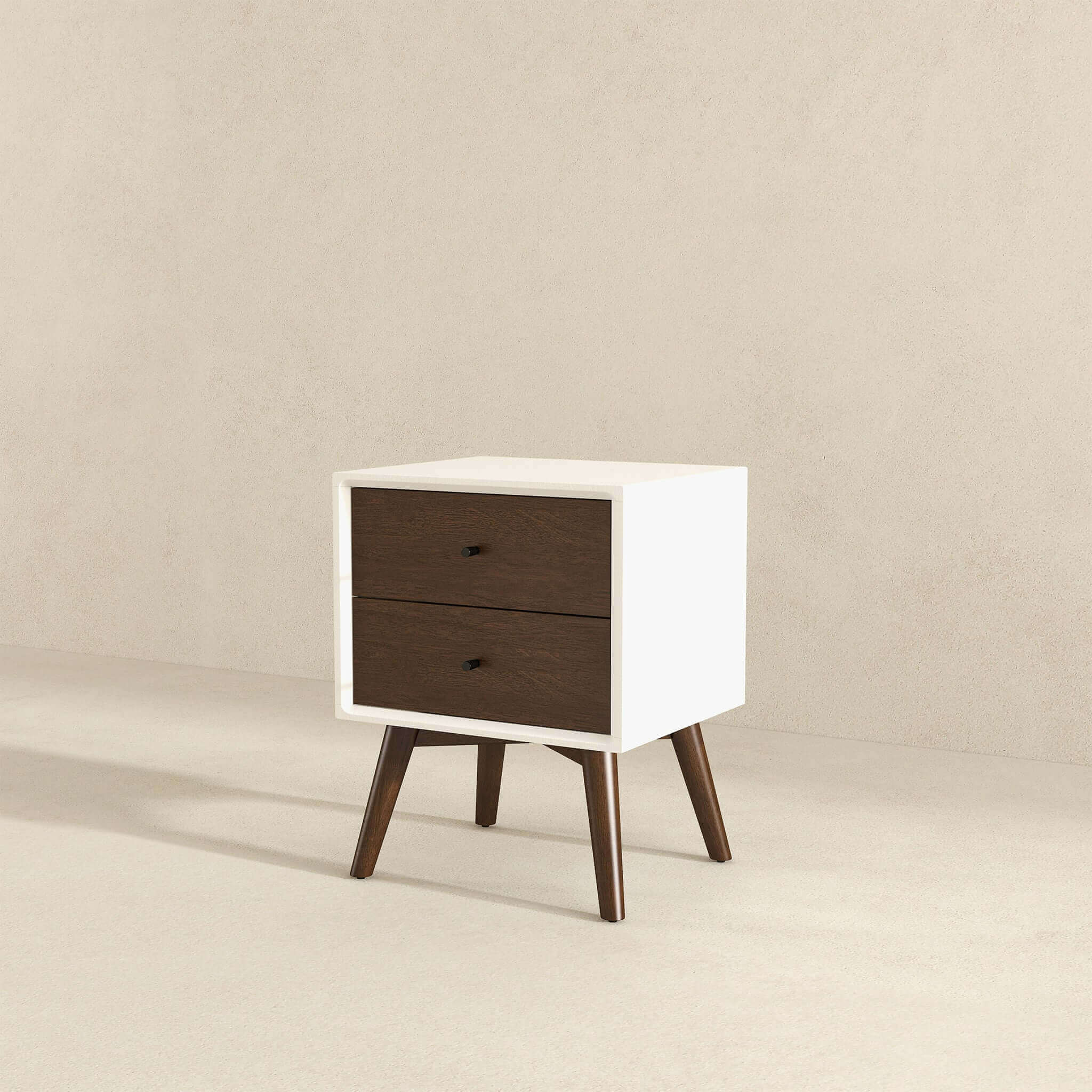 Ashcroft - Caroline Mid Century Modern Style White Night Stand 2-Drawer