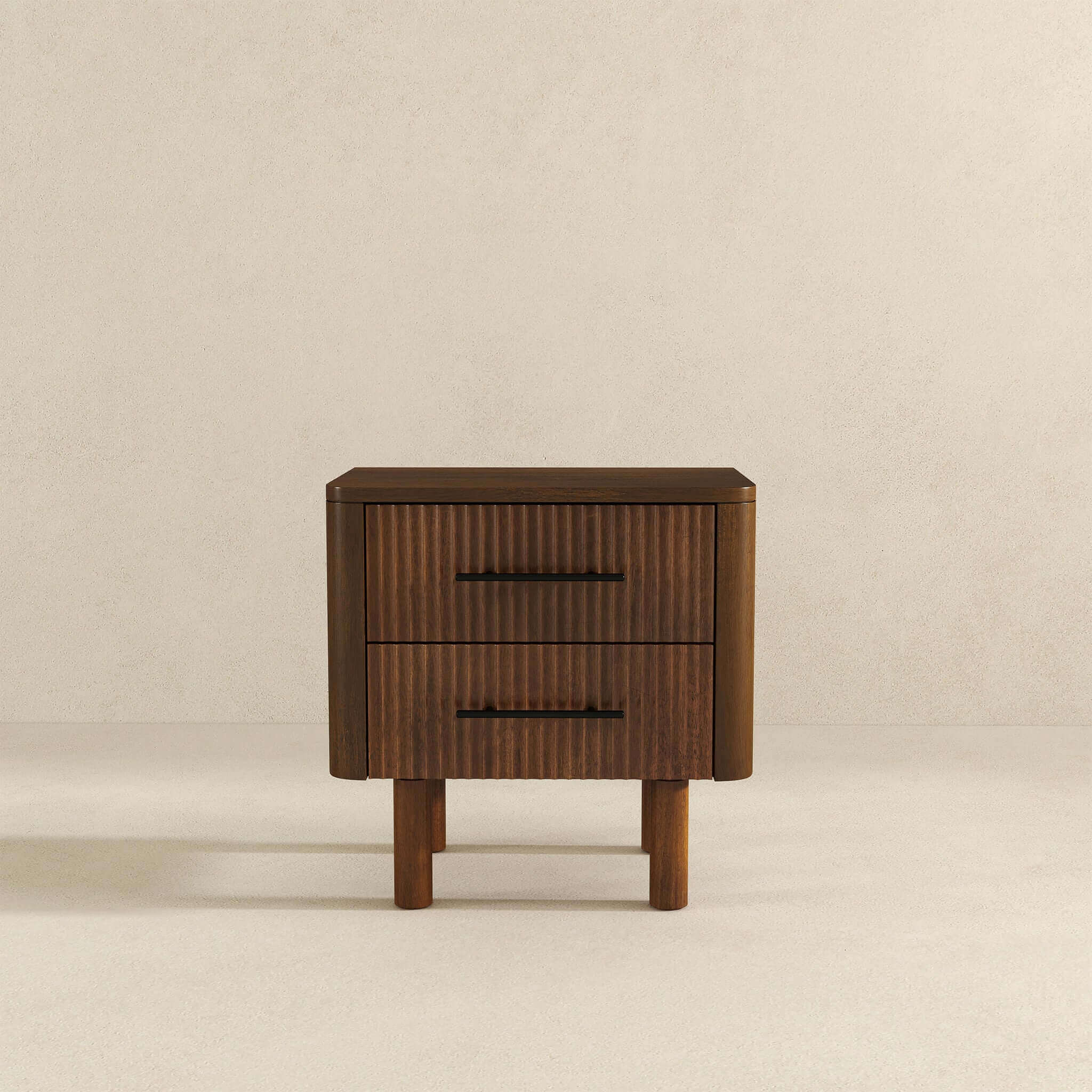 Ashcroft - Logan Mid-Century Modern Nightstand Bed Side Table with 2 Drawers in Walnut