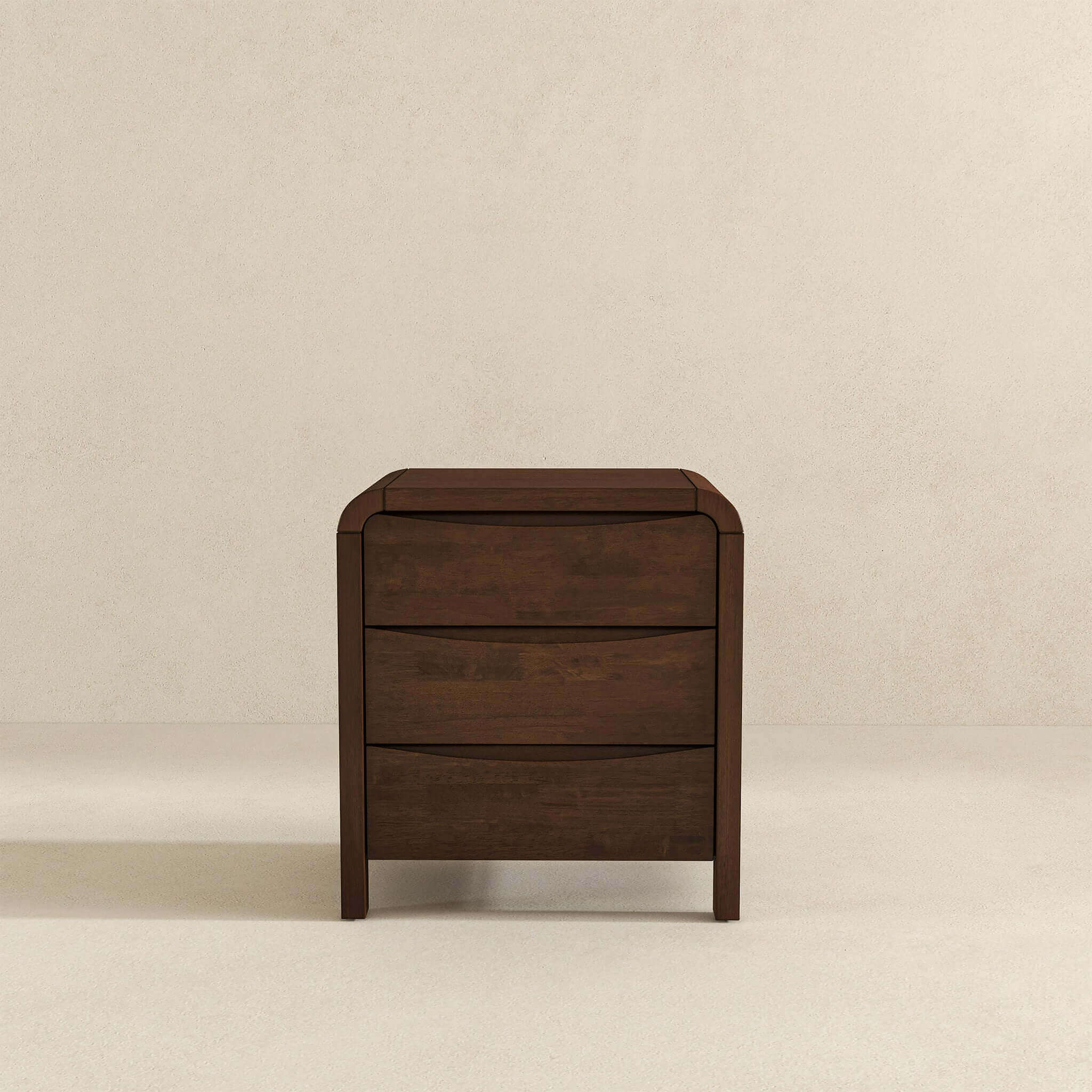 Ashcroft - Lionel Mid-Century Modern Solid Wood Nightstand Bed Side Table with 3 Drawers in Walnut