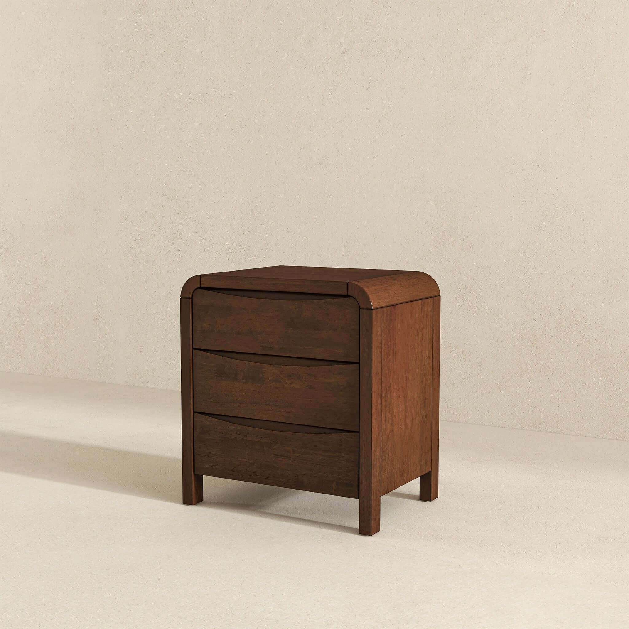 Ashcroft - Lionel Mid-Century Modern Solid Wood Nightstand Bed Side Table with 3 Drawers in Walnut
