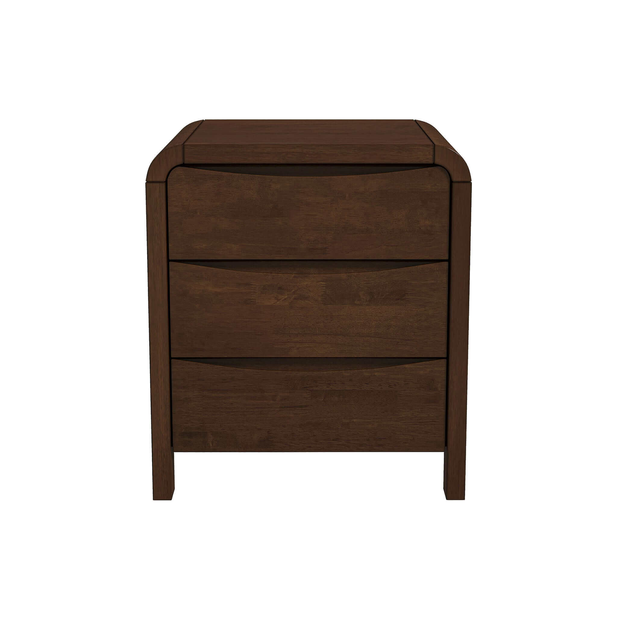 Ashcroft - Lionel Mid-Century Modern Solid Wood Nightstand Bed Side Table with 3 Drawers in Walnut