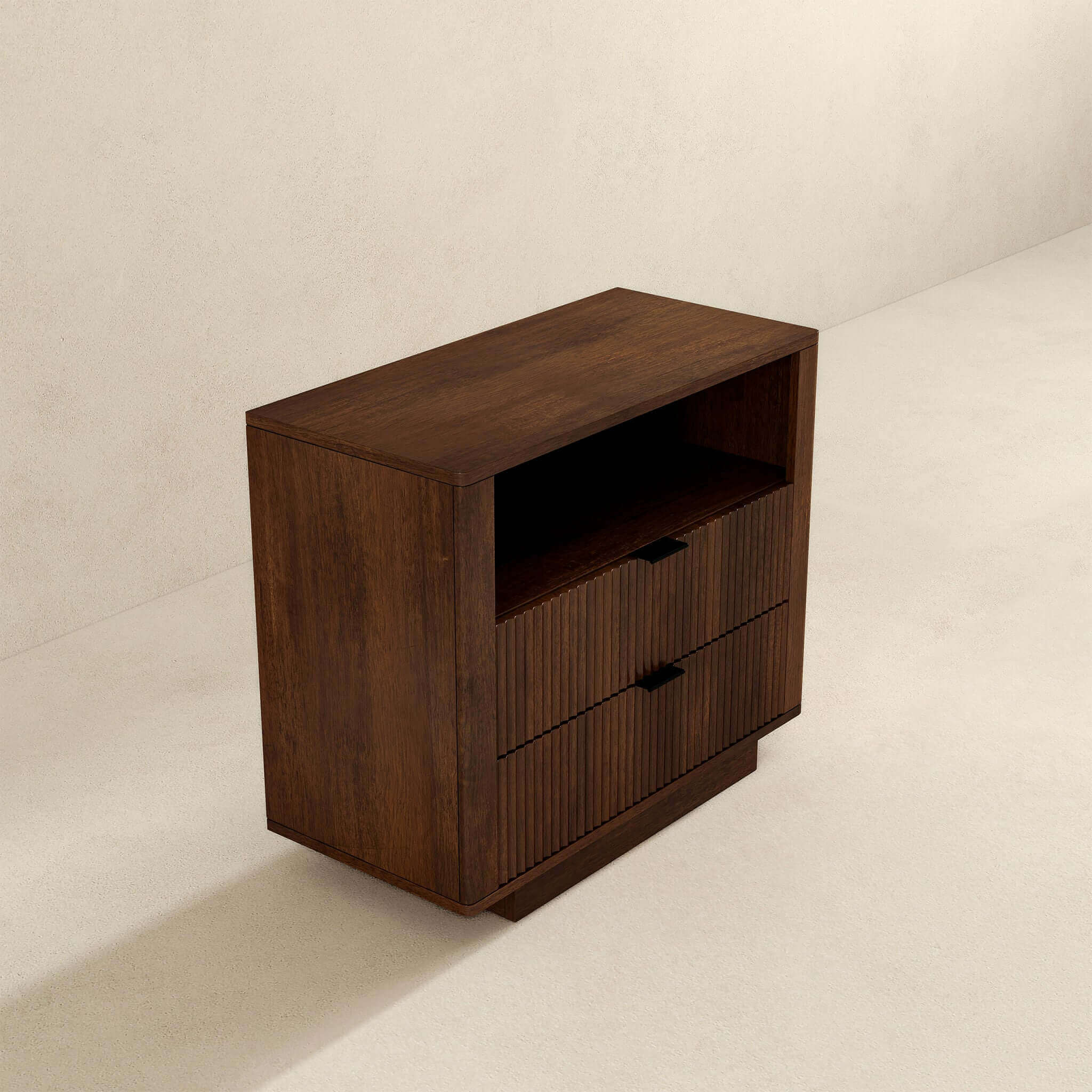 Ashcroft - Lola Mid-Century Modern Nightstand Bed Side Table with 2 Drawers in Walnut