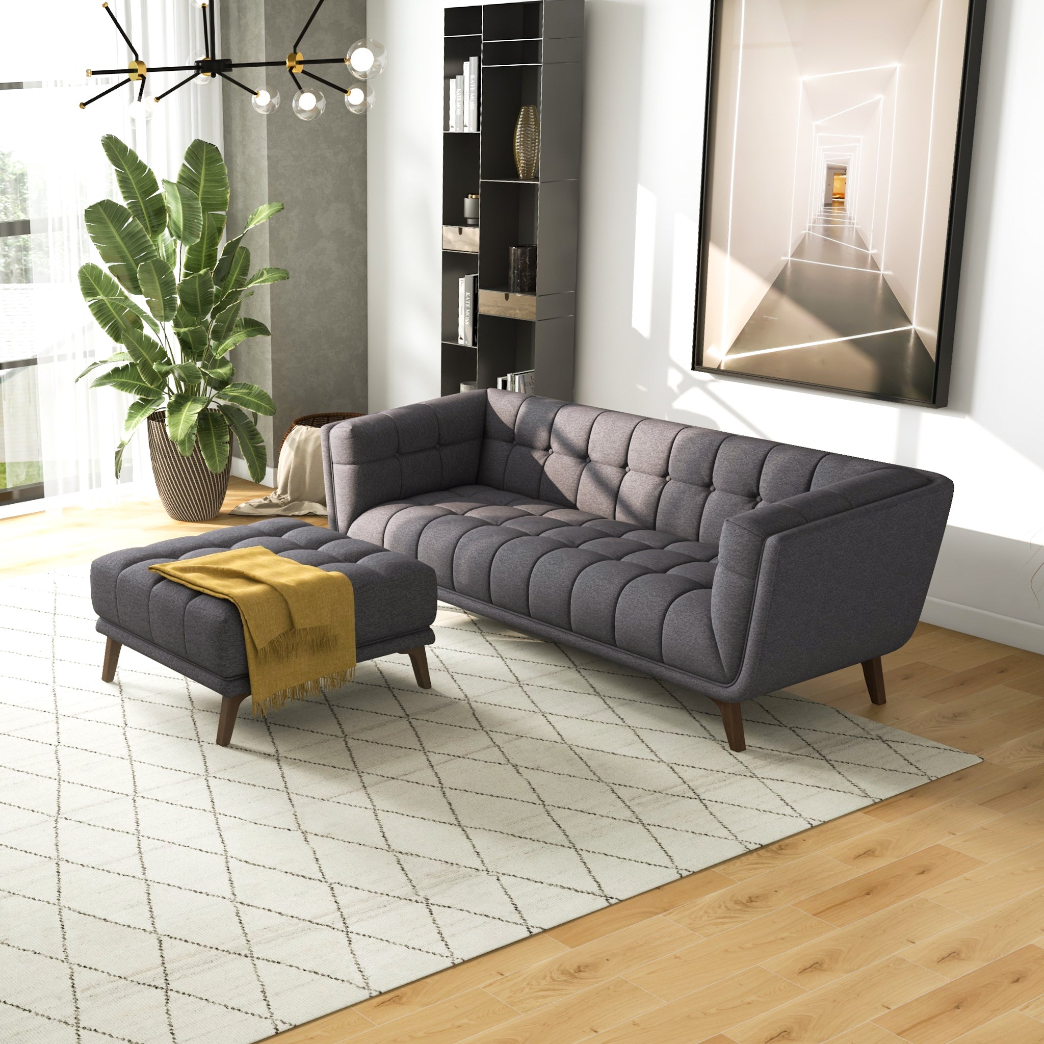 Ashcroft - Addison Square Upholstered Ottoman