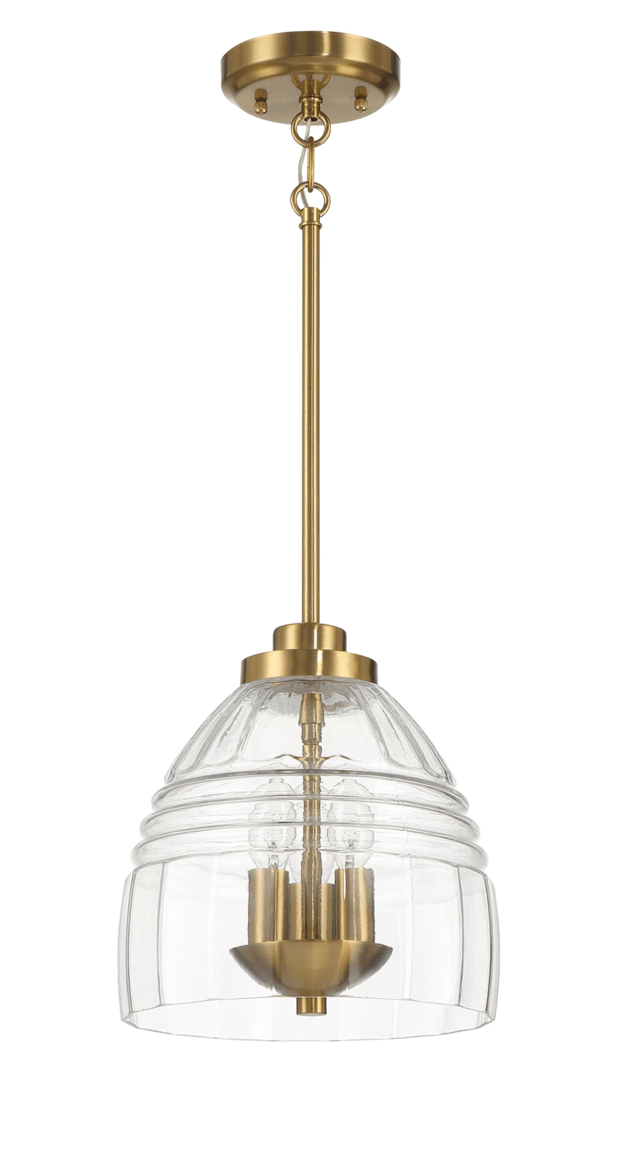 Ashcroft - Ember Three Candle Lights Chain Pendant With Clear Glass - Satin Brass