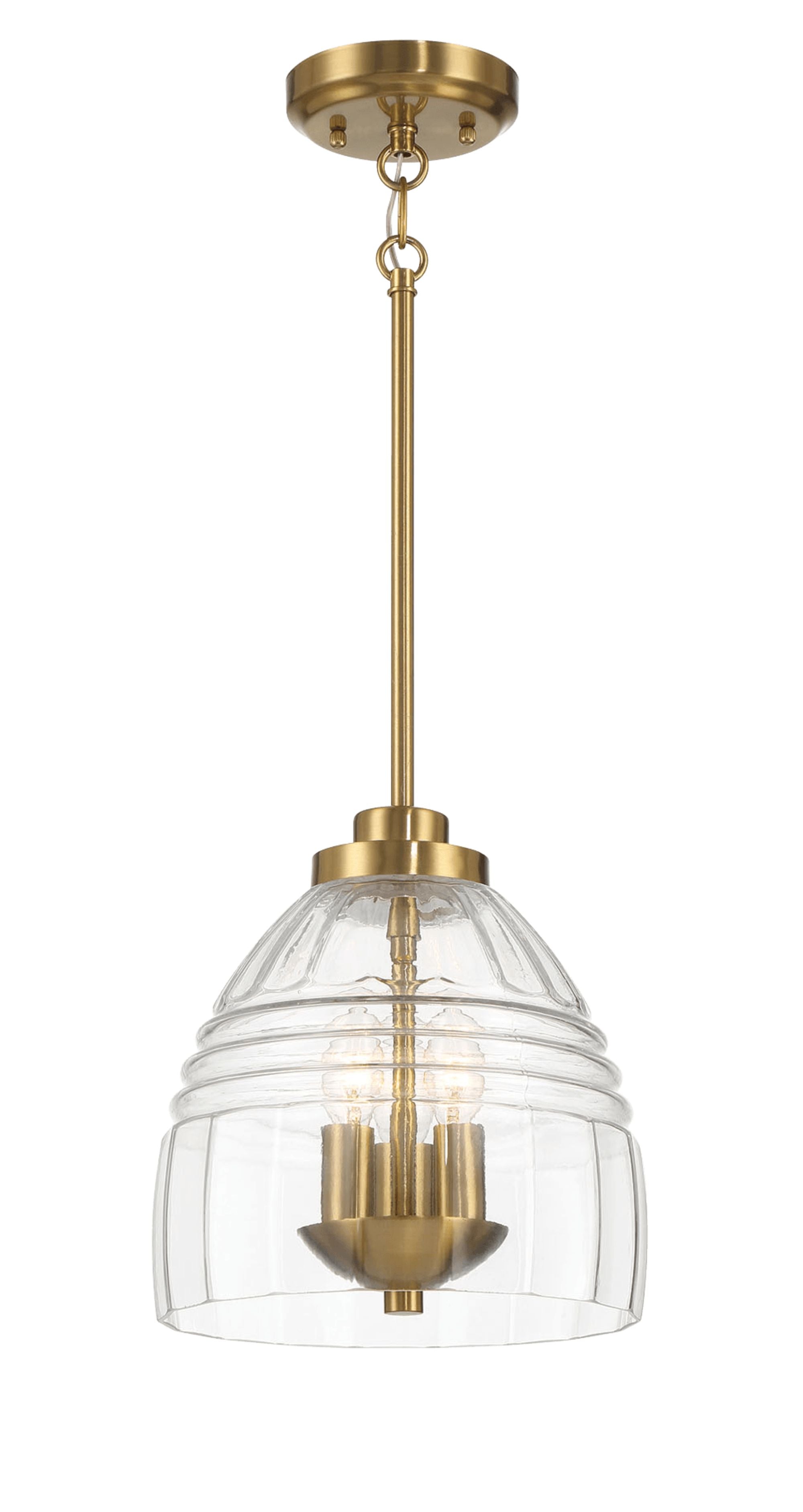 Ashcroft - Ember Three Candle Lights Chain Pendant With Clear Glass - Satin Brass