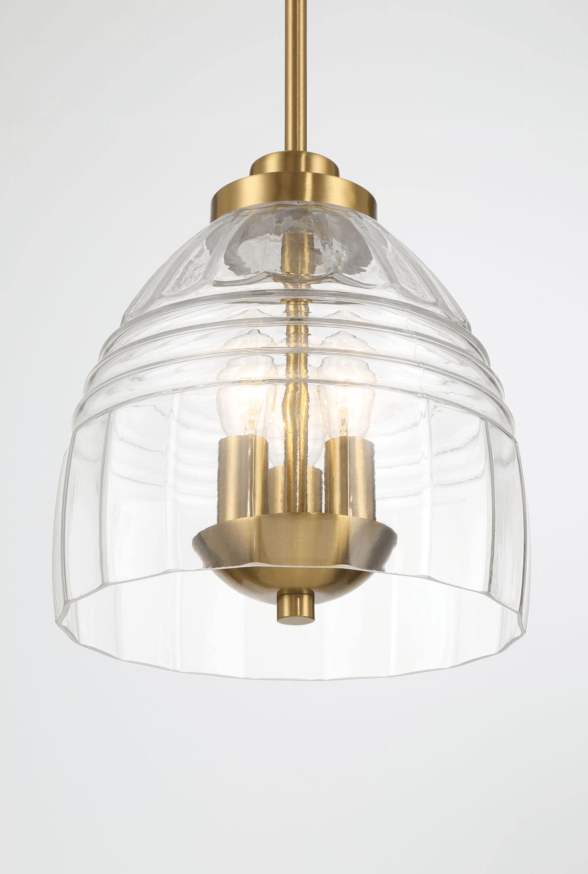 Ashcroft - Ember Three Candle Lights Chain Pendant With Clear Glass - Satin Brass