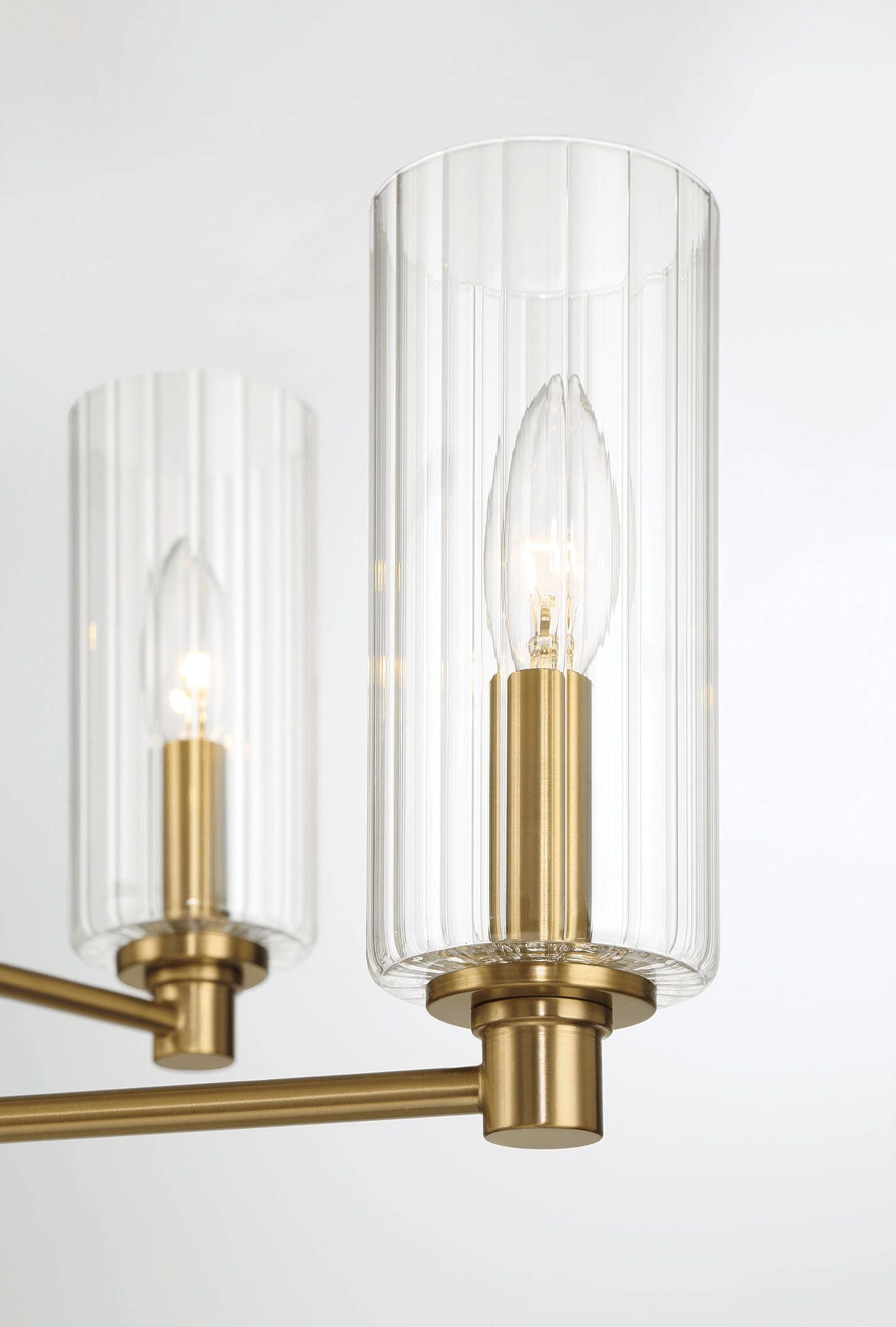 Ashcroft - Timeless Six Lights Chandelier With Clear Ribbed Glass - Satin Brass