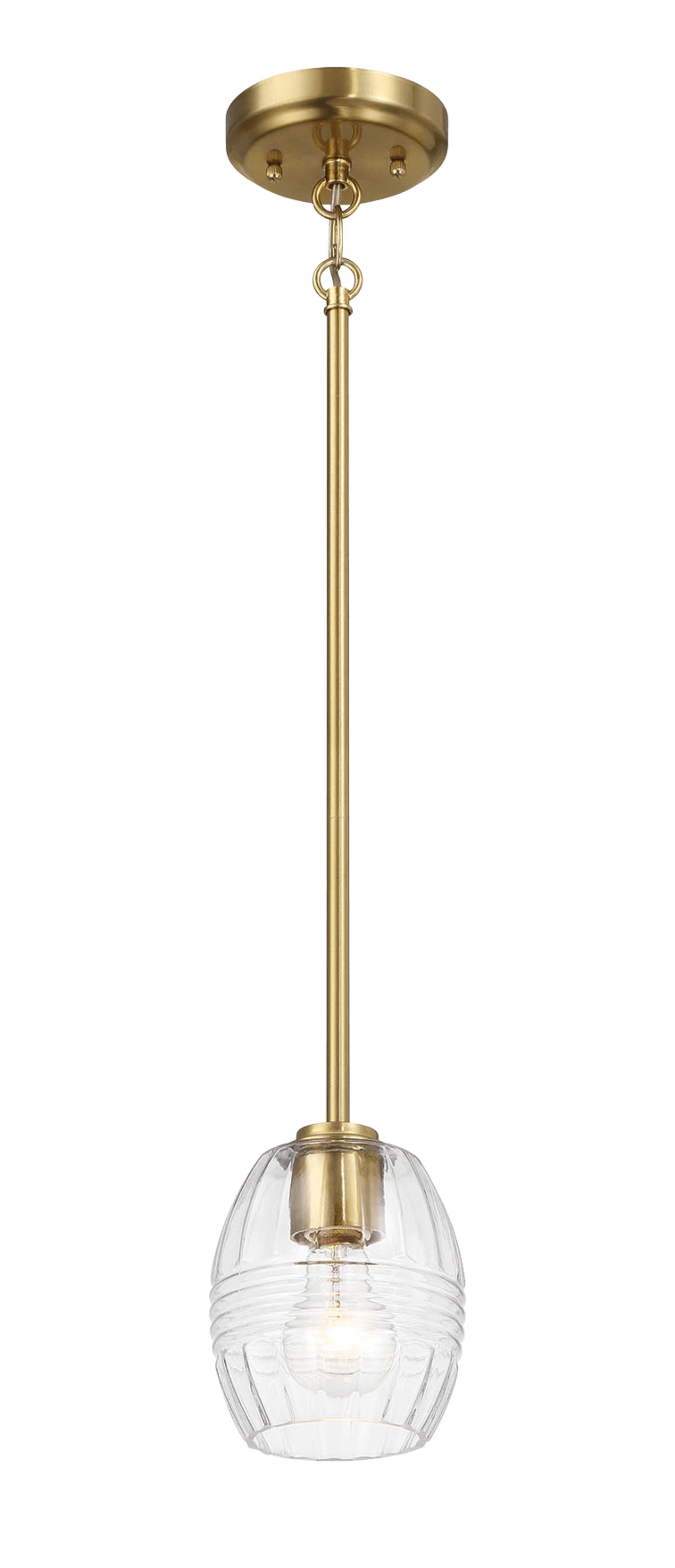 Ashcroft - Vista Single Pendant Chain Hanging Light with Clear Glass - Satin Brass