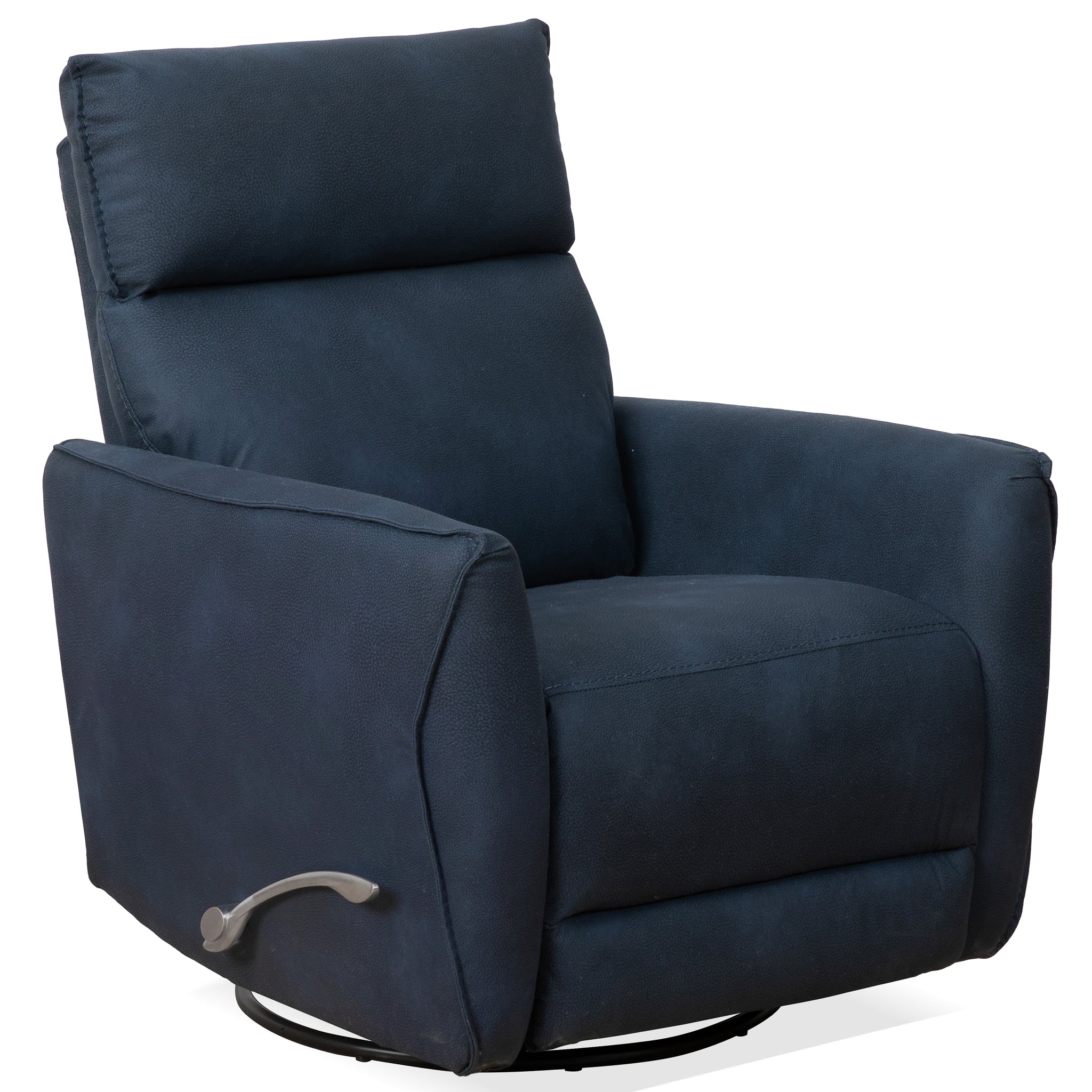 Ashcroft - Carson Swivel Glider Suede Recliner Chair - Midnight Blue