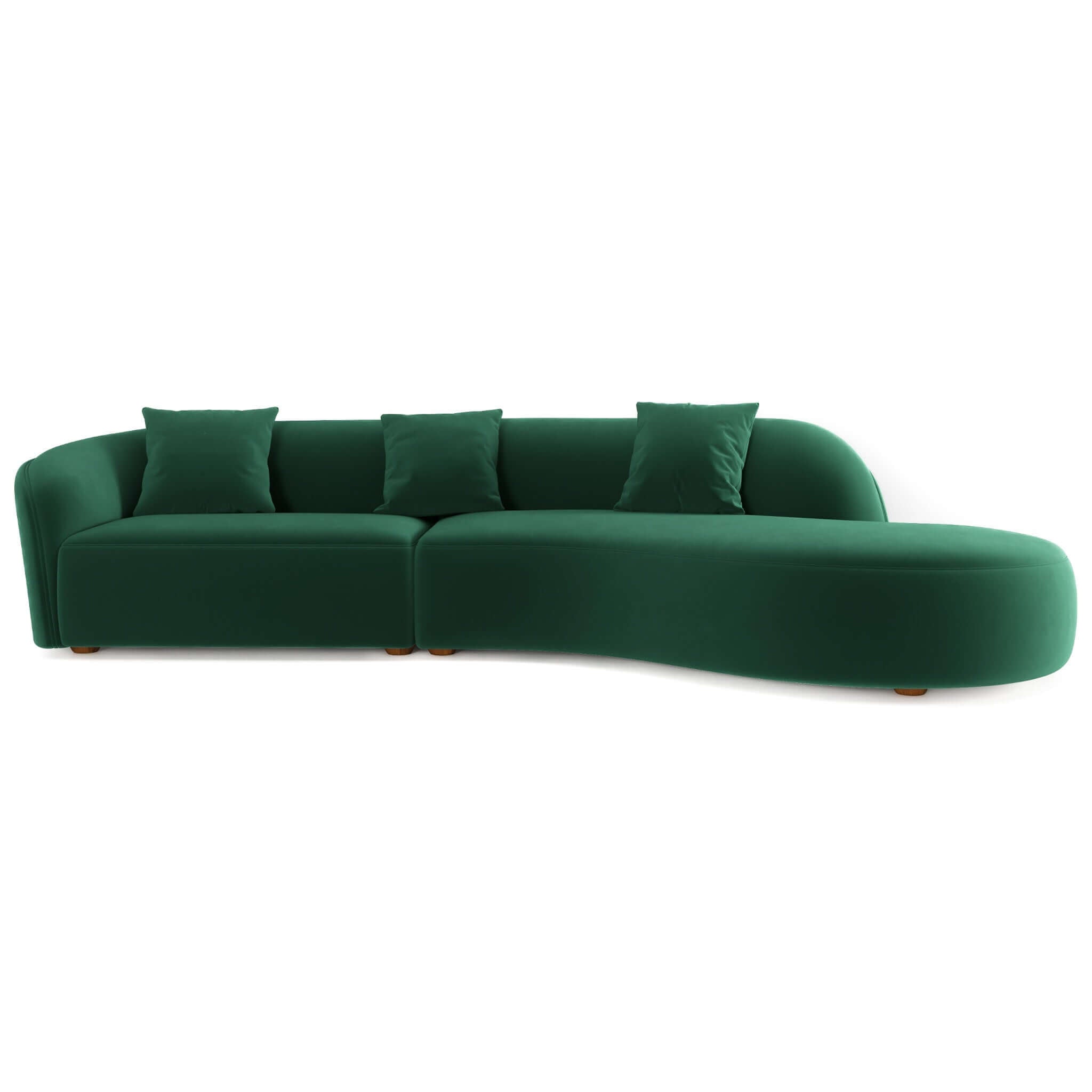 Ashcroft - Elijah Japandi Style 126" Curvy Sectional Sofa -Beige, 126"