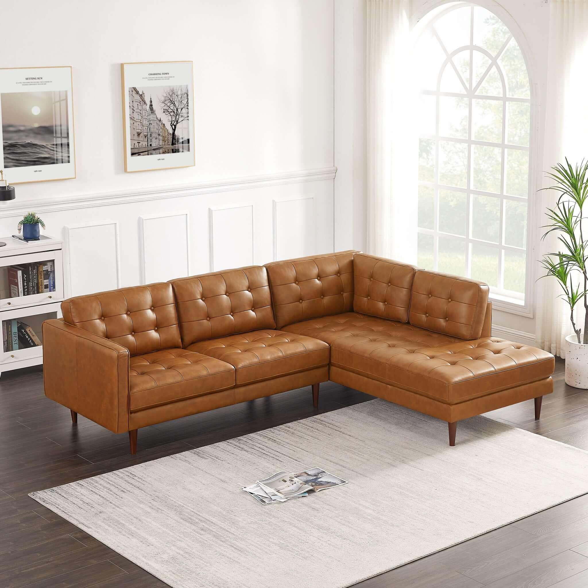 Ashcroft - Lucco Genuine Leather Sectional