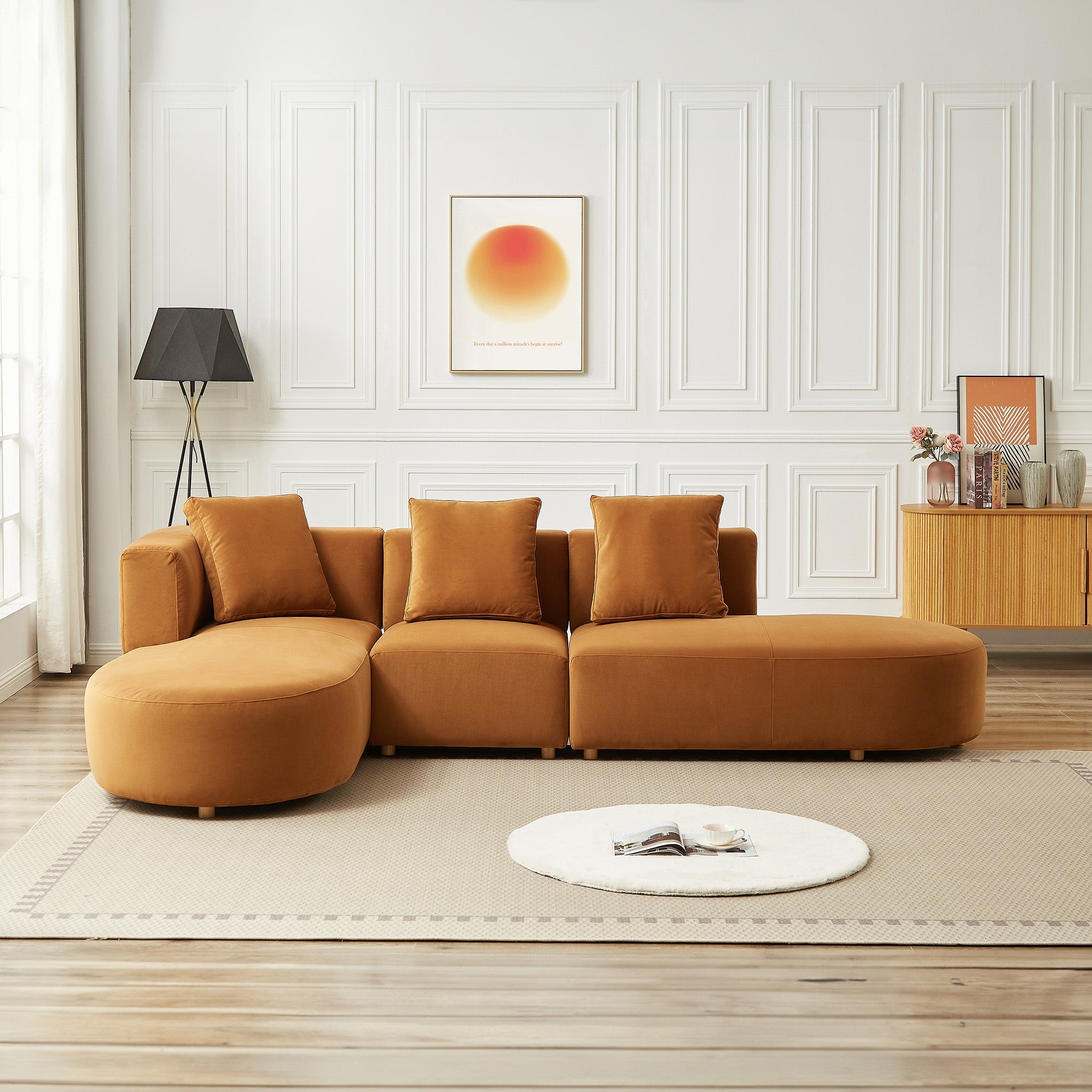 Ashcroft - Orby Velvet Sectional Sofa