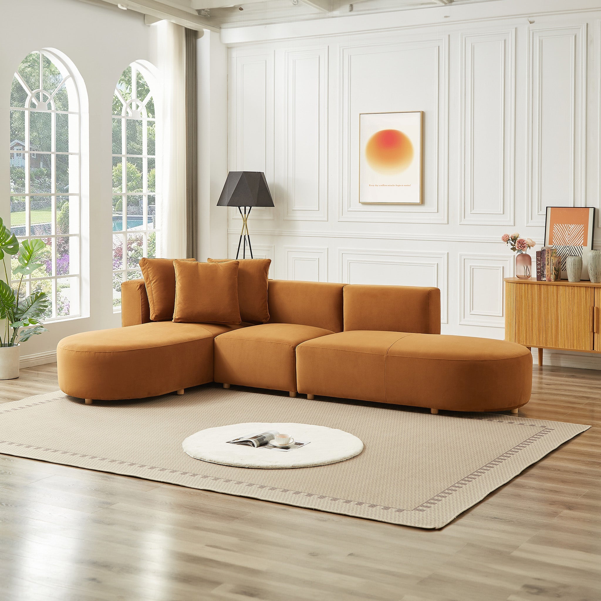 Ashcroft - Orby Velvet Sectional Sofa