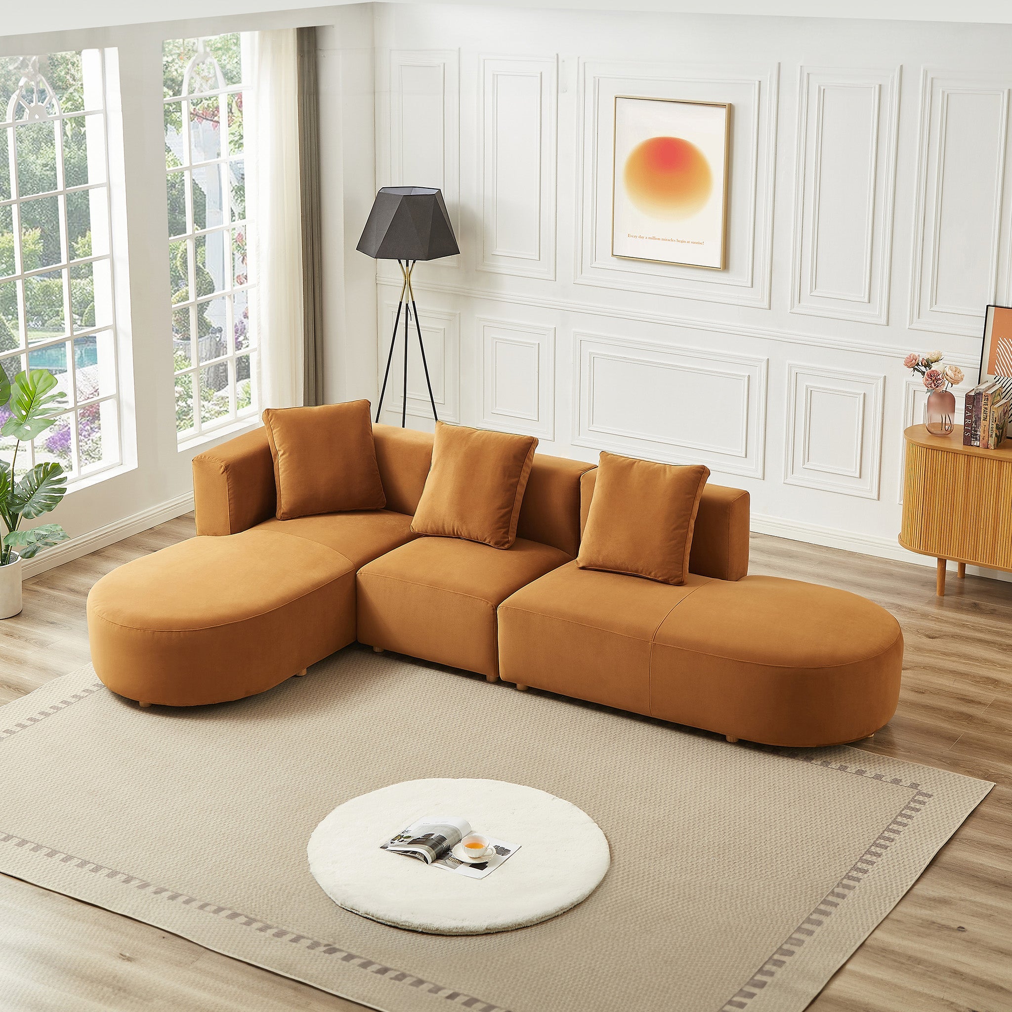 Ashcroft - Orby Velvet Sectional Sofa
