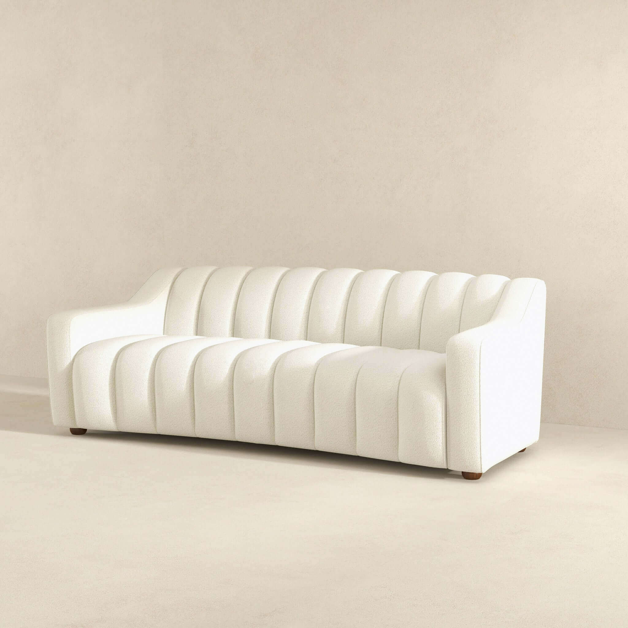 Ashcroft - Marcus Luxury Tight Back Boucle Couch in Cream