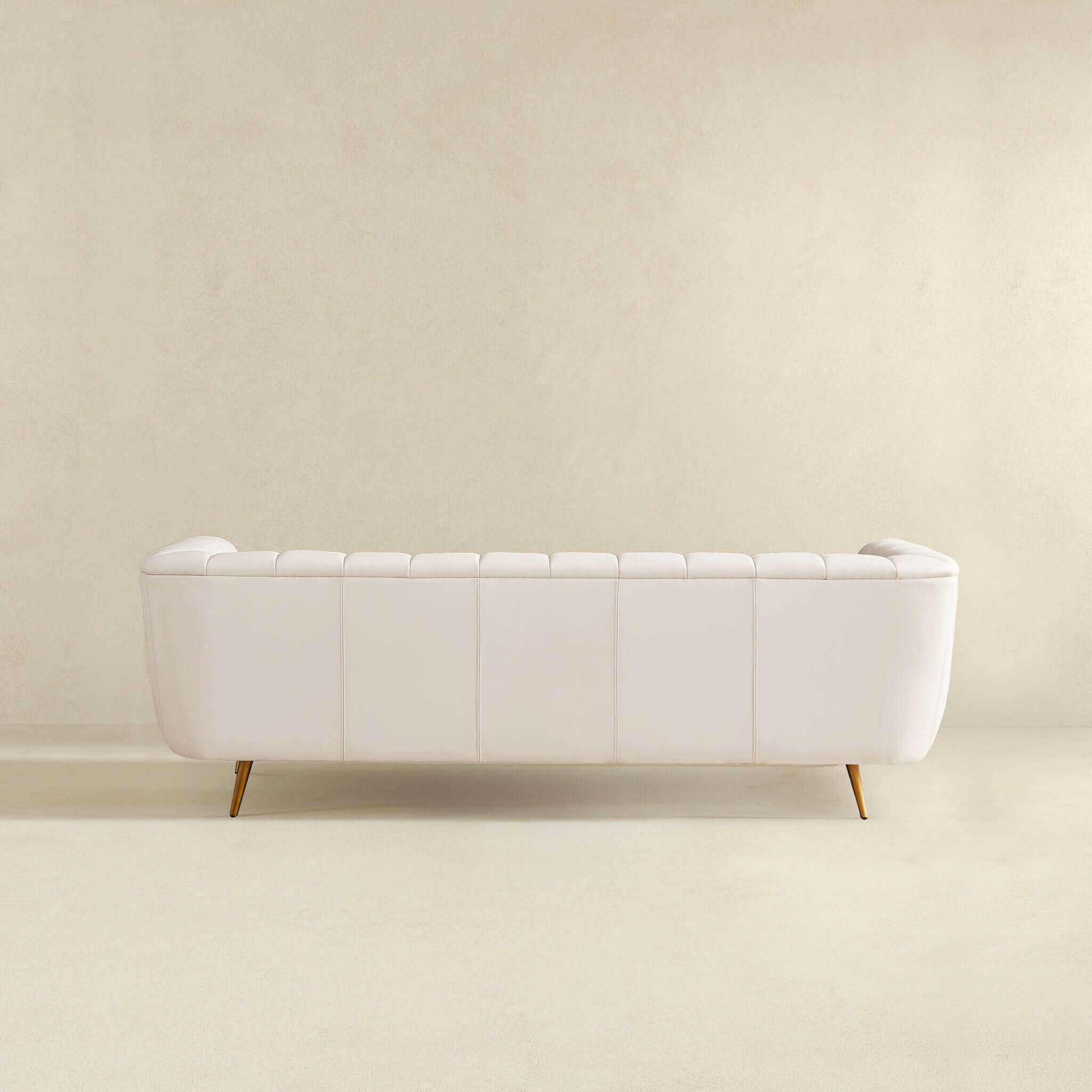 Ashcroft - LaMattina Genuine Italian Leather Channel Tufted Sofa