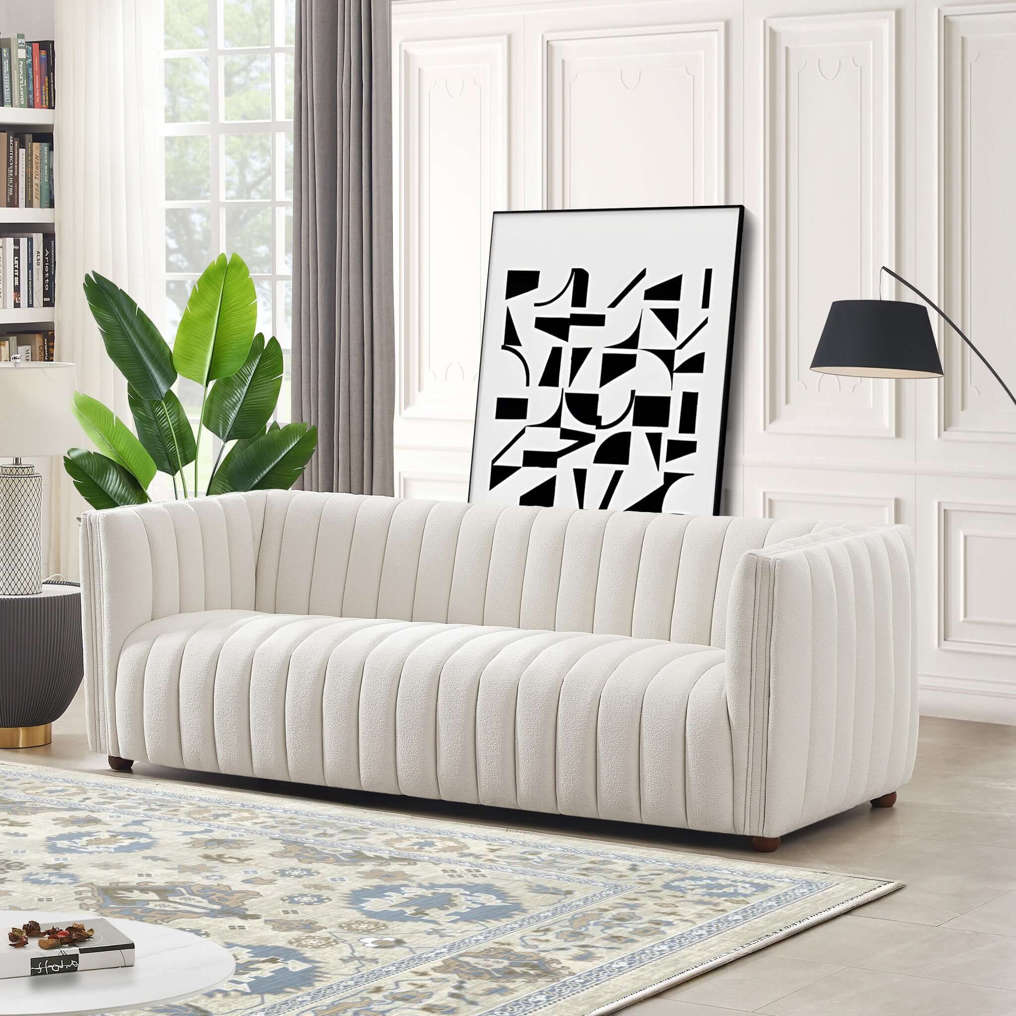Ashcroft - April Mid-Century Modern Luxury Tight Back Boucle Couch