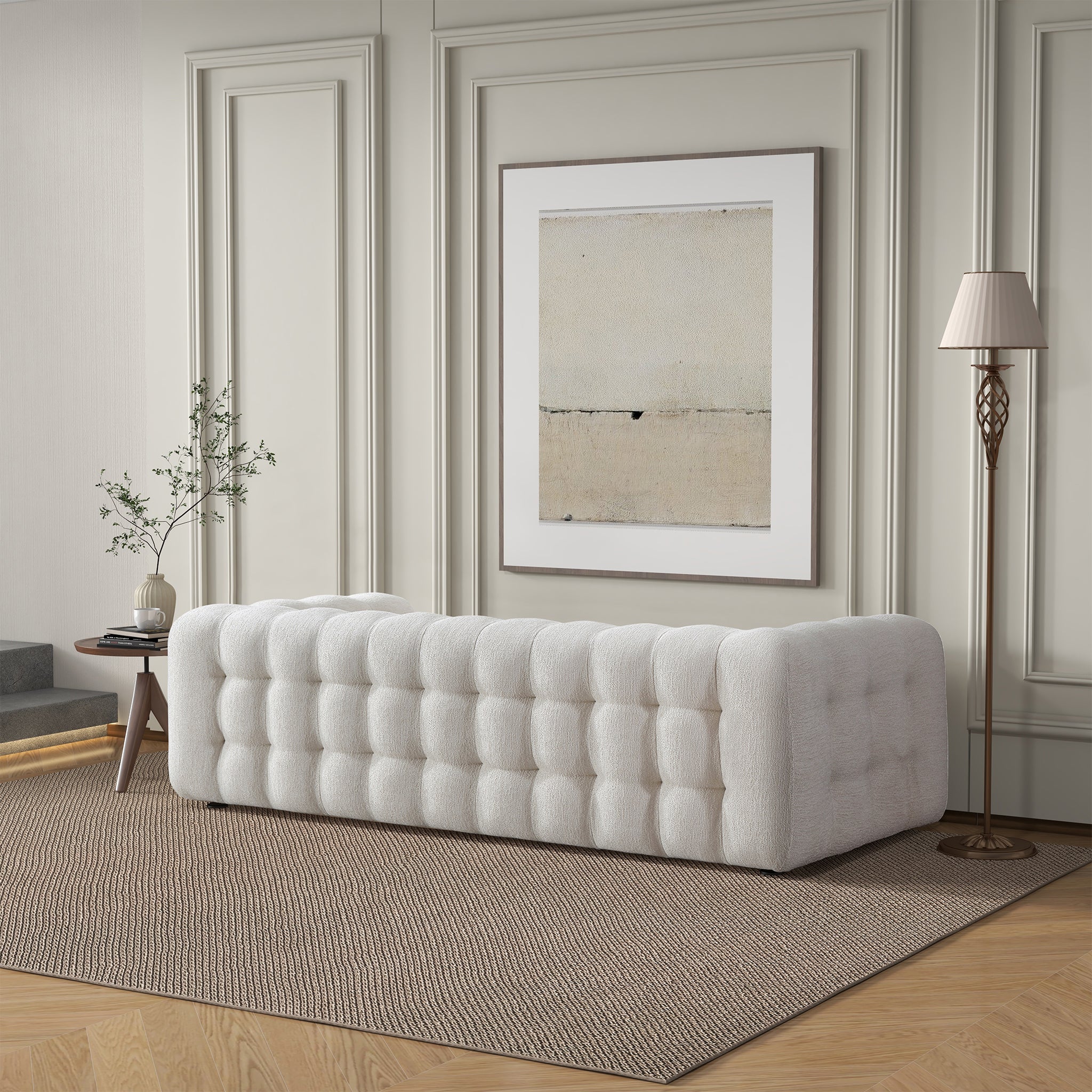 Ashcroft - Eden Modern Tufted Chesterfield Boucle Fabric Sofa