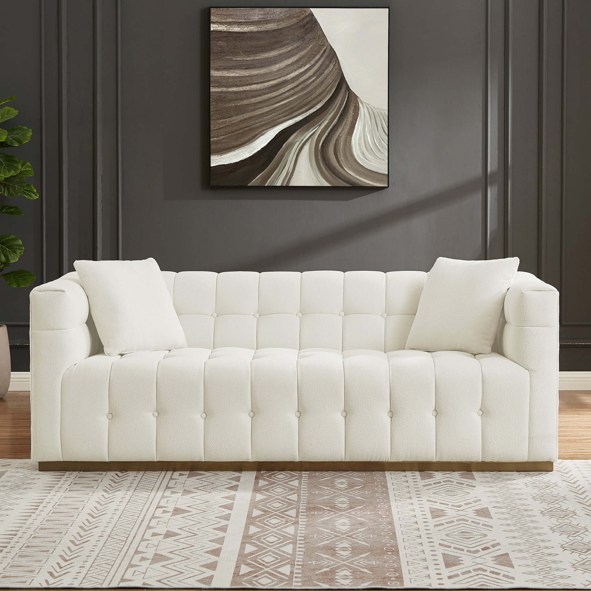 Ashcroft - Eleanor Boucle Sofa in Beige