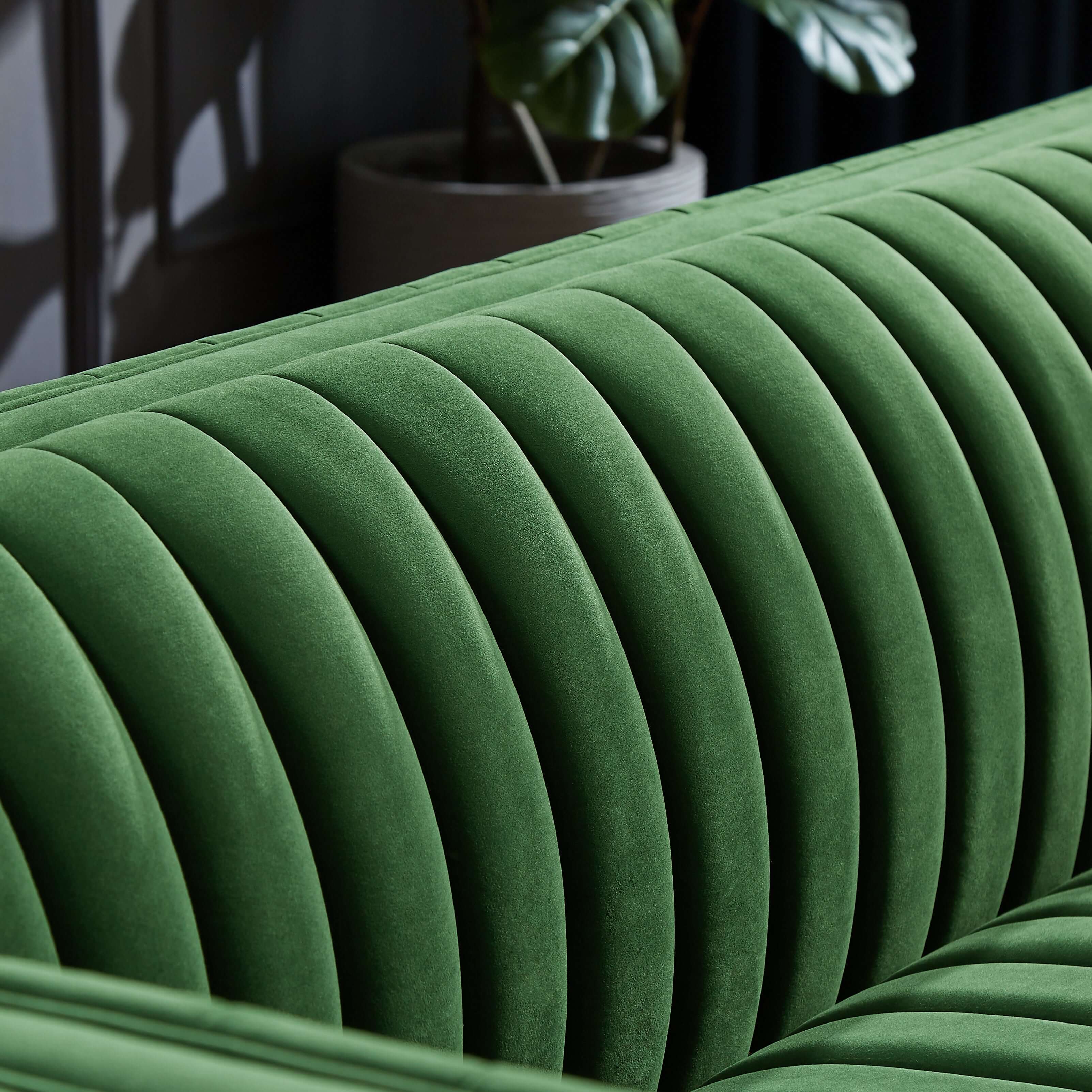 Ashcroft - Dominic Channel Tufted Velvet Sofa in Green