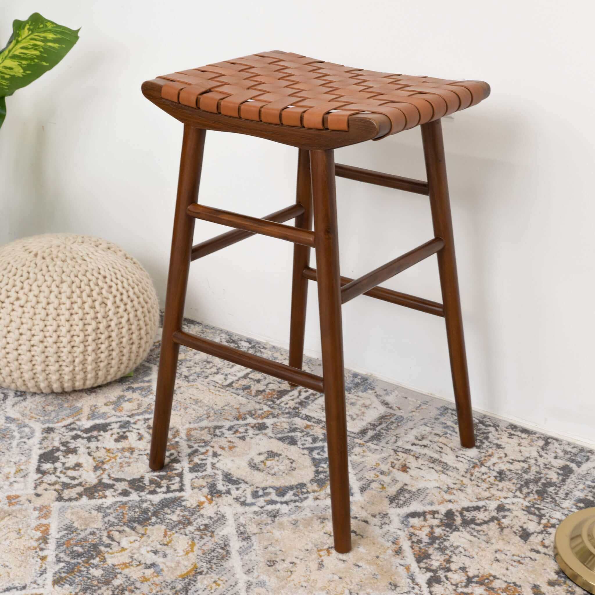 Ashcroft - Maya 30" Genuine Leather Stool in Tan