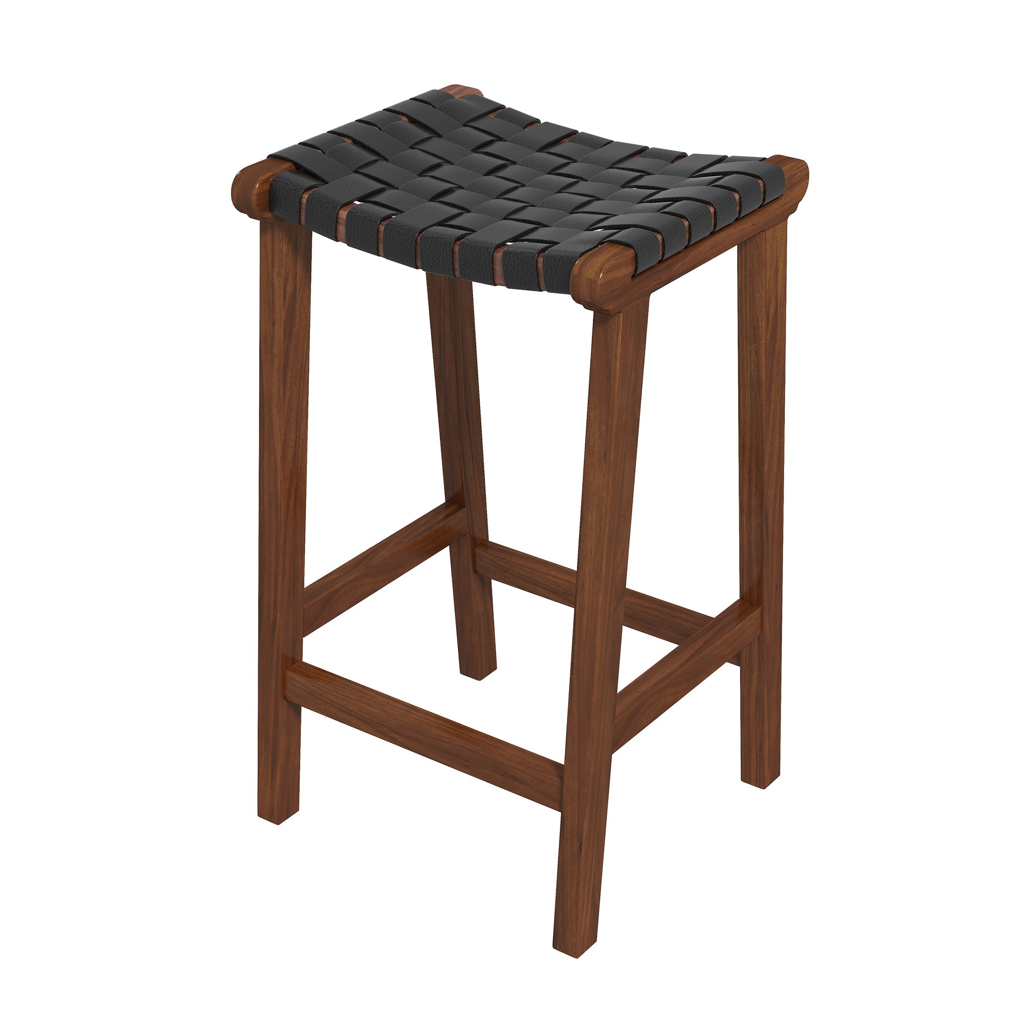 Ashcroft - James 24.5" Mid-Century Modern Genuine Leather Counter Stool