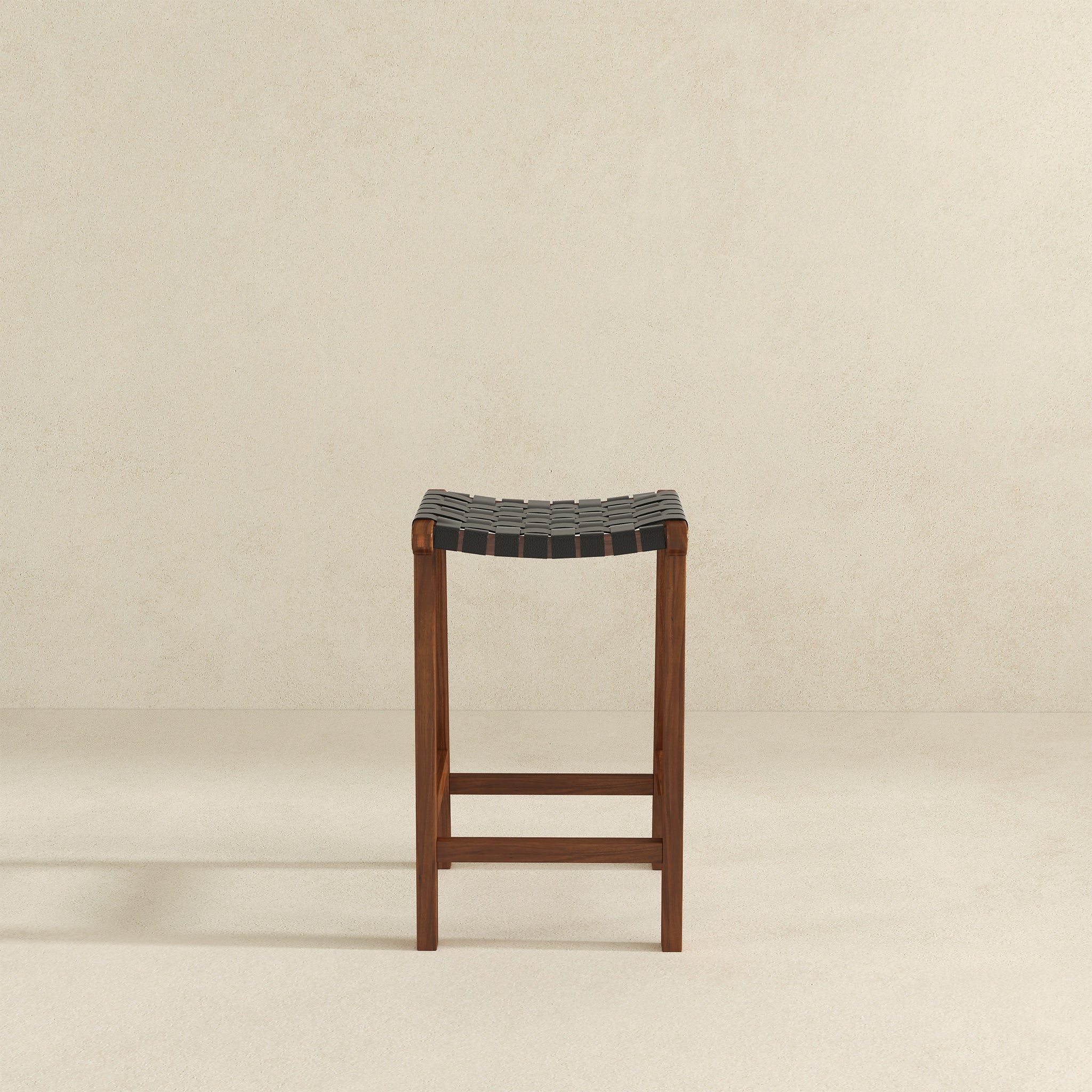 Ashcroft - James 24.5" Mid-Century Modern Genuine Leather Counter Stool