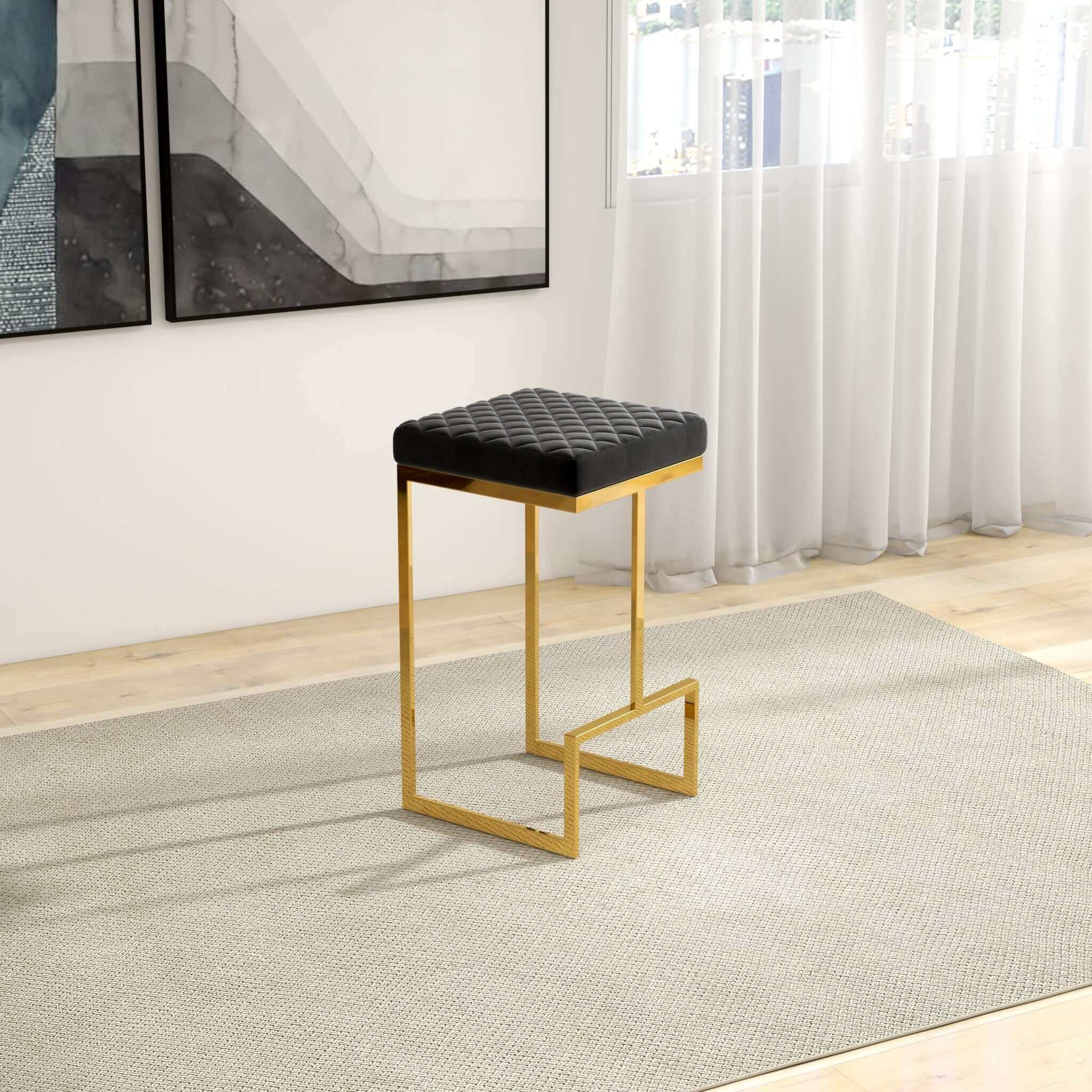 Ashcroft - Joel Mid-Century Modern Luxury Upholstered Stool