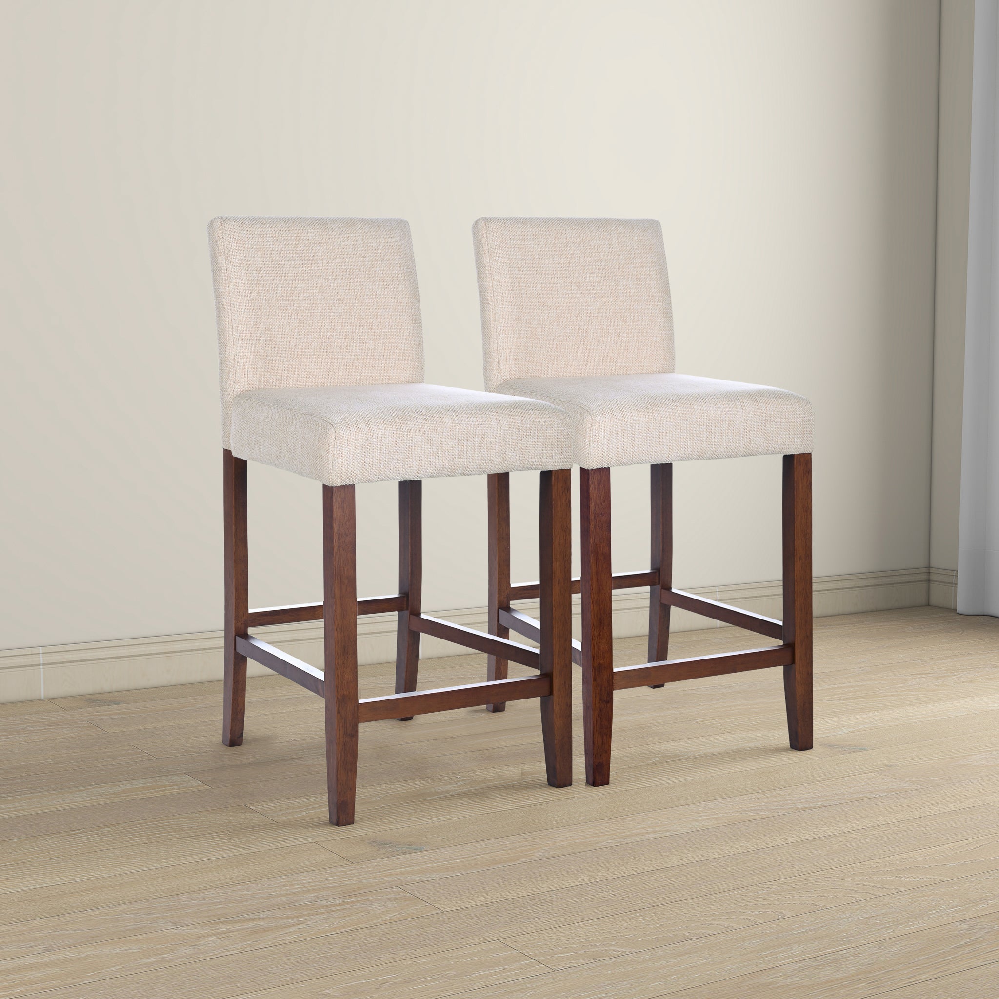 Ashcroft - Dorian Beige Fabric Counter Chair (Set of 2)