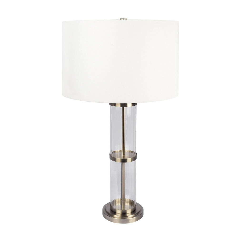 Ashcroft - Echo Brushed Nickel Table Lamp with On/Off Switch Clear Glass Body Metal Base