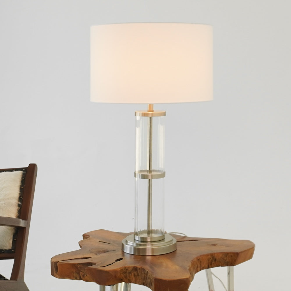 Ashcroft - Echo Brushed Nickel Table Lamp with On/Off Switch Clear Glass Body Metal Base