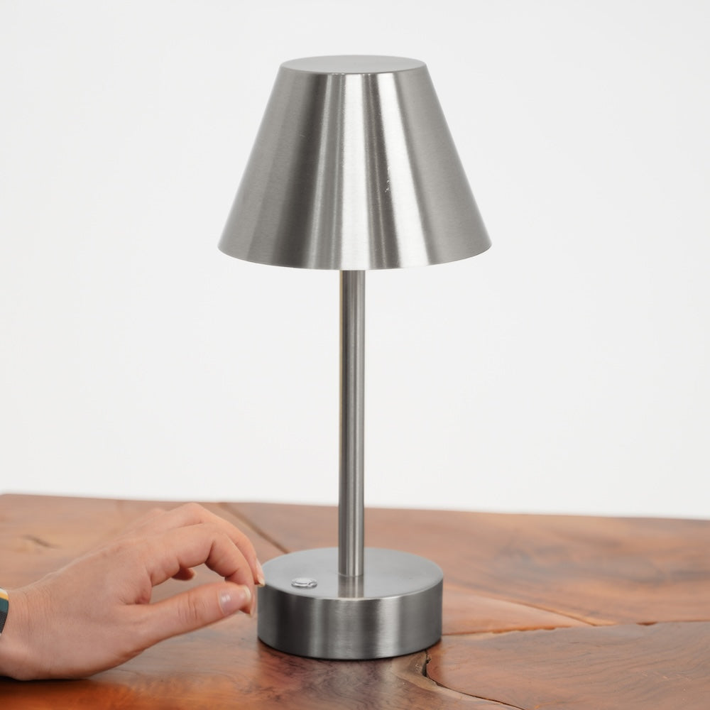 Ashcroft - Elegance Rechargeable LED Table Lamp Brushed Nickel LED Touch Switch