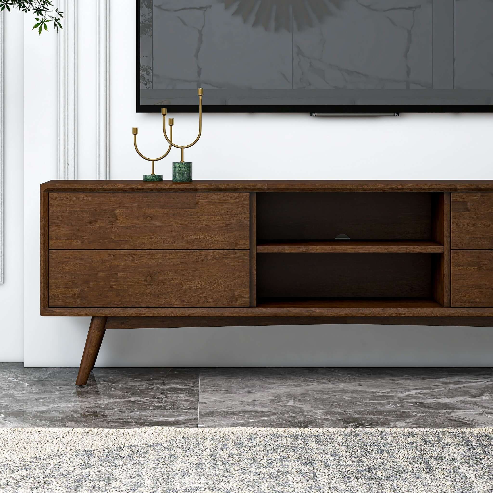 Ashcroft - Caroline Mid Century Modern Style Walnut TV Stand Up To 72"