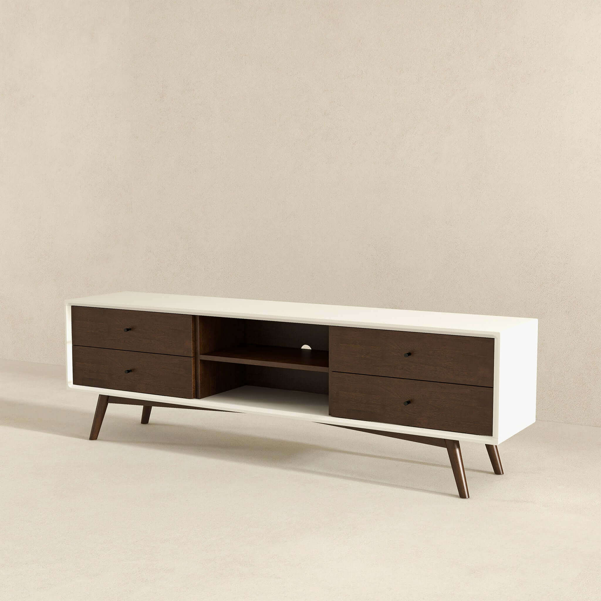 Ashcroft - Caroline Walnut White TV Stand Up To 72"