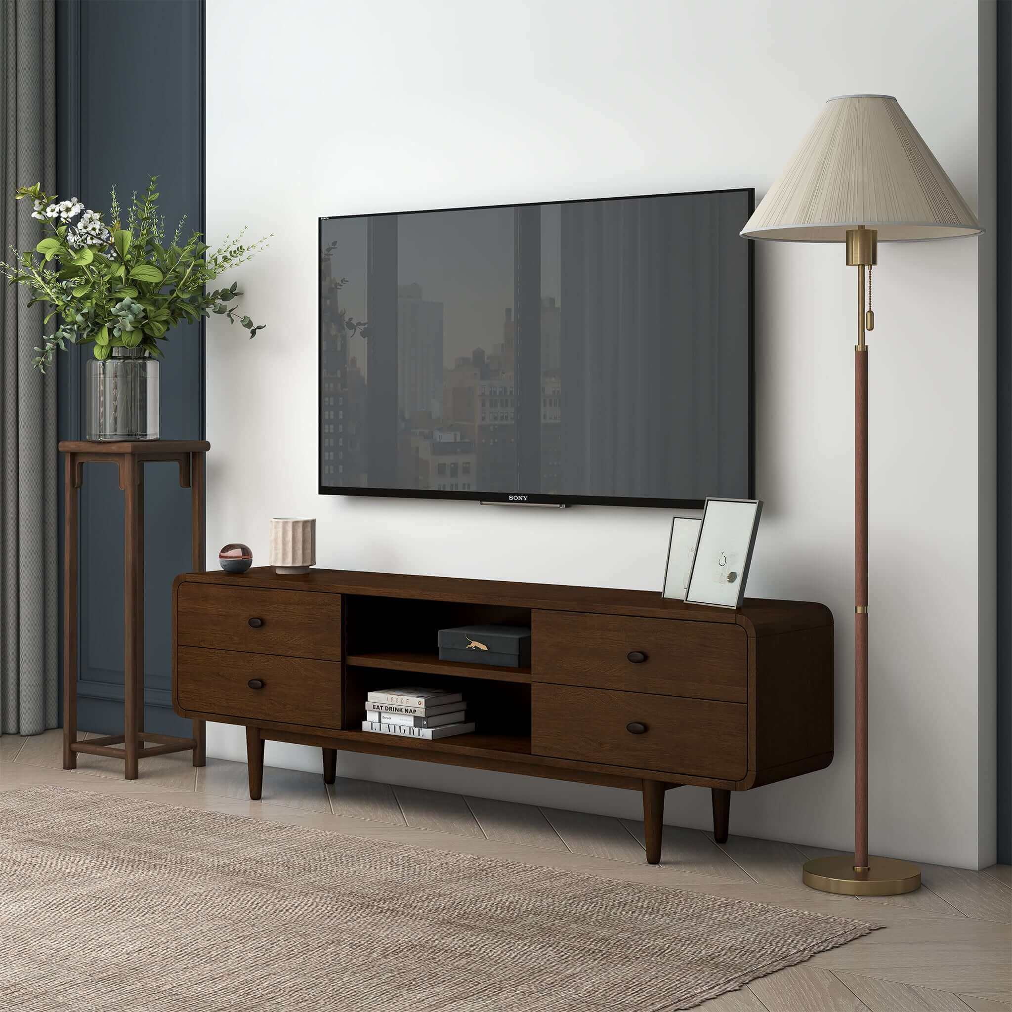 Ashcroft – Alexa Mid-Century Modern Style TV Stand in Brown