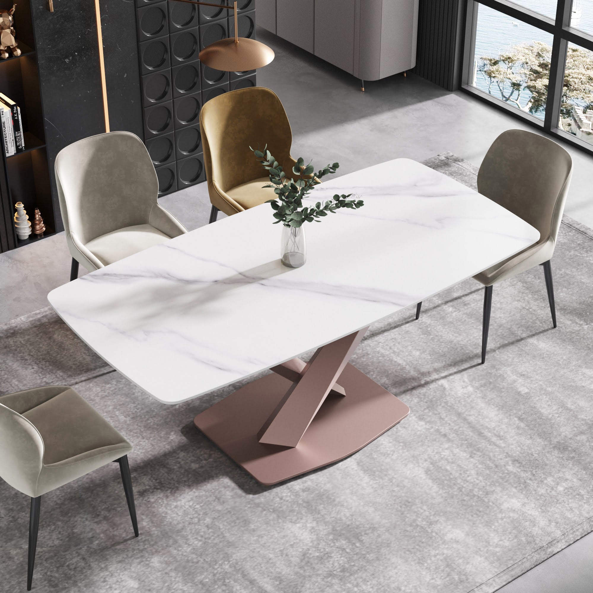 Crenus - Lavina Curved Rectangular Dining Table