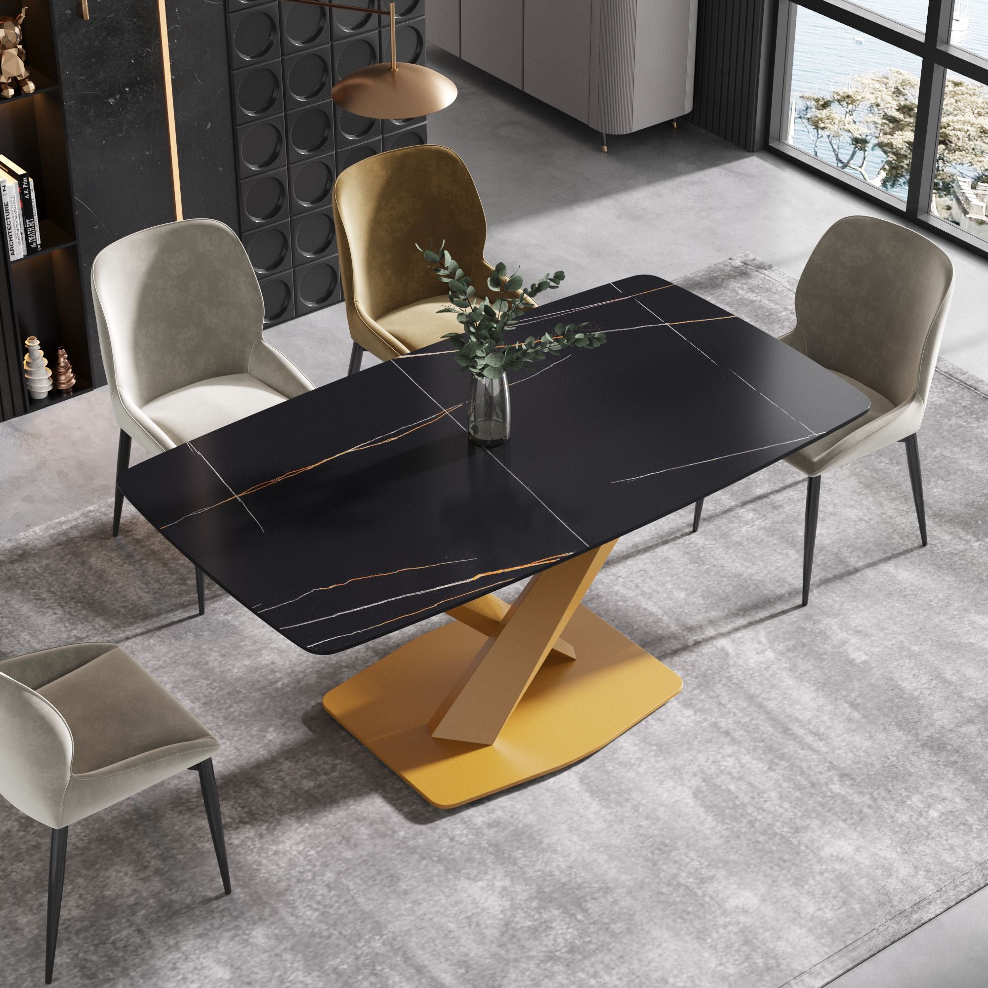 Crenus - Lavina Curved Rectangular Dining Table