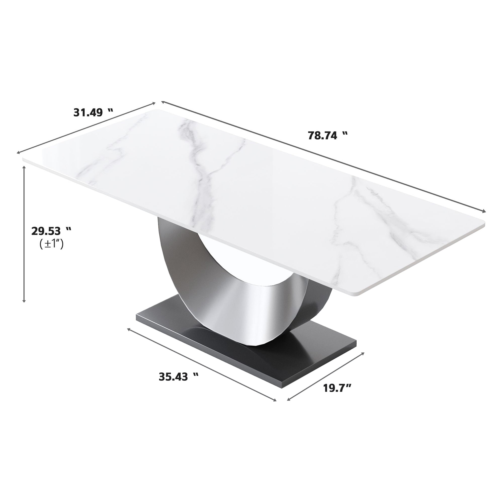 Crenus - Mezzaluna Rectangular Dining Table