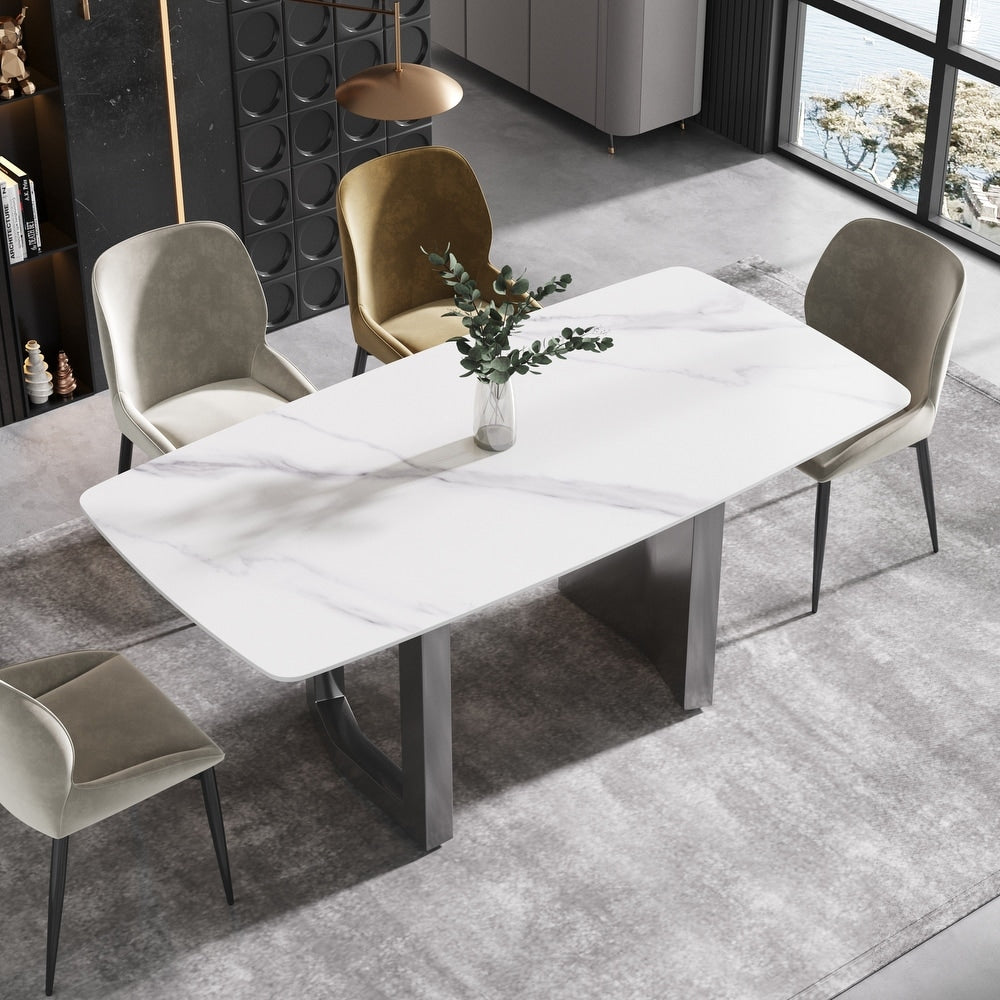 Crenus - Basalto Curved Rectangular Dining Table