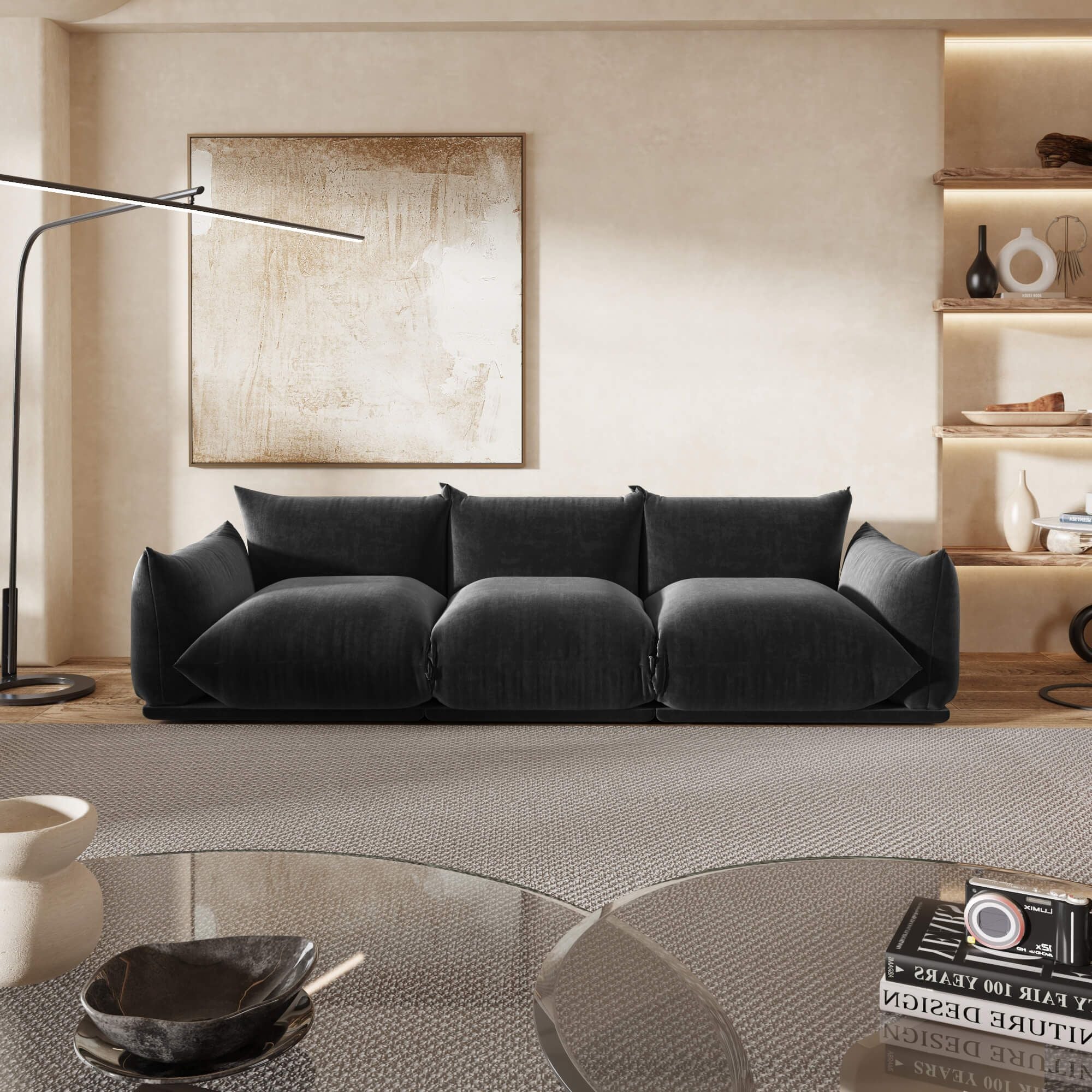 Crenus - Sereno 103.93" 3-Seater Sofa Chenille Floor Sectional Couch