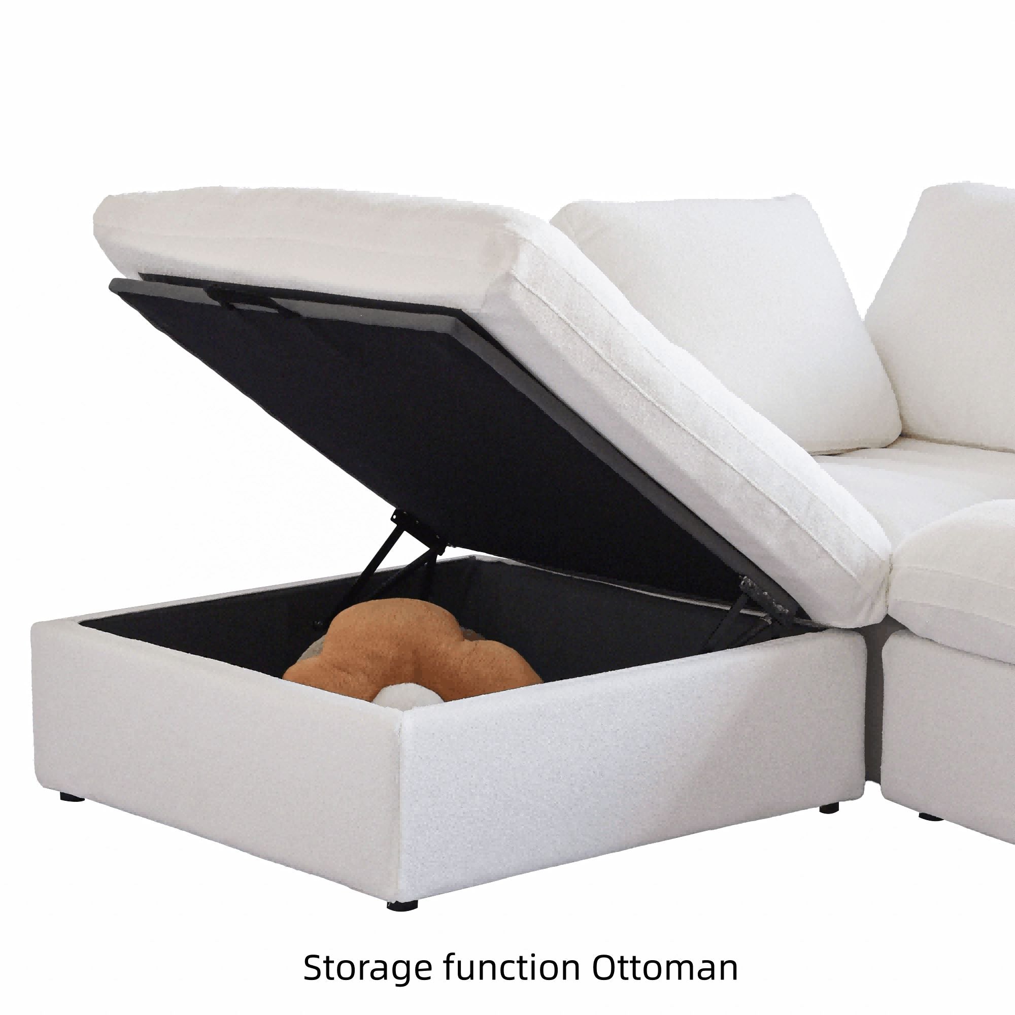 Crenus - Cloud 120.45" Sectional Sofa-L Shaped with Ottoman Removable Sofa Cover