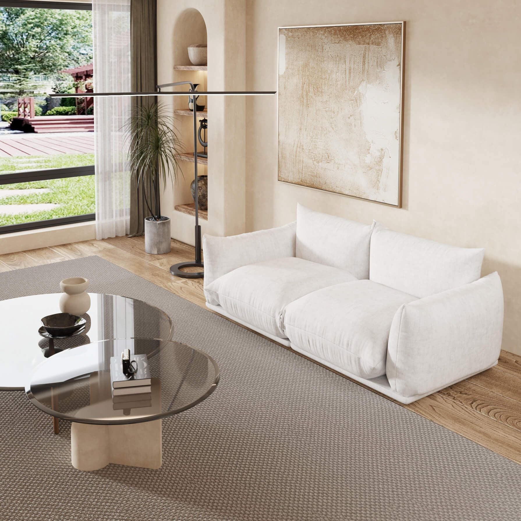 Crenus - Sereno 77.16" Loveseat Chenille Sectional Floor Sofa