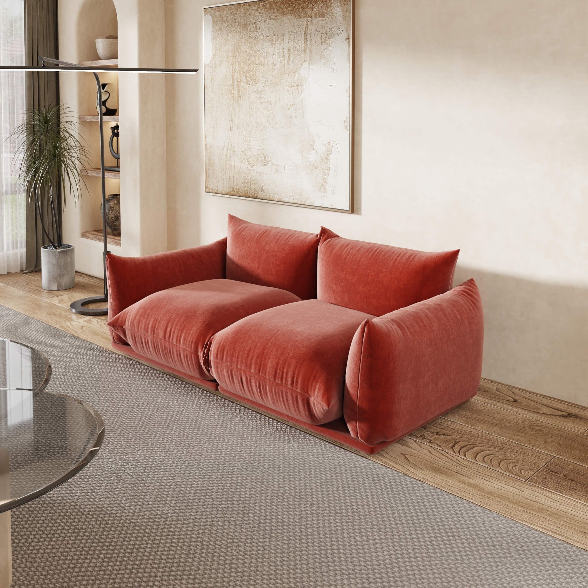 Crenus - Sereno 77.16" Loveseat Chenille Sectional Floor Sofa