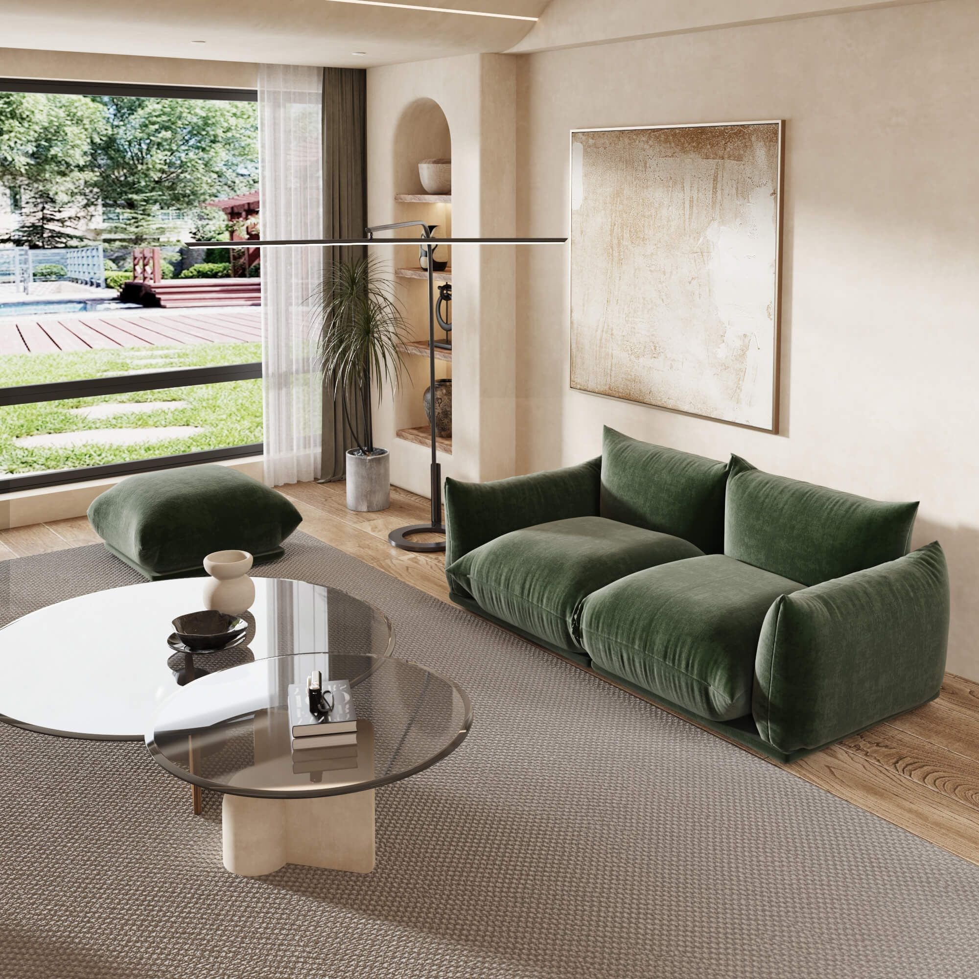 Crenus - Sereno 77.16" Loveseat Chenille Sectional Floor Sofa