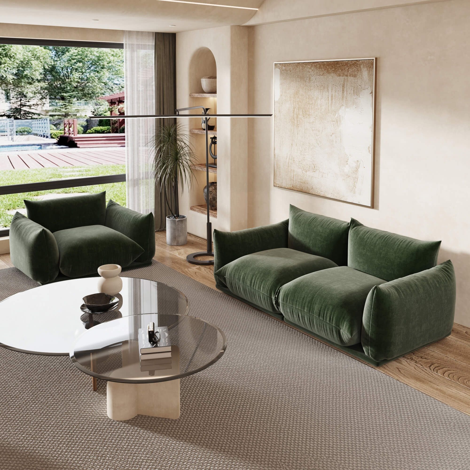 Crenus - Sereno 77.16" Loveseat Chenille Sectional Floor Sofa