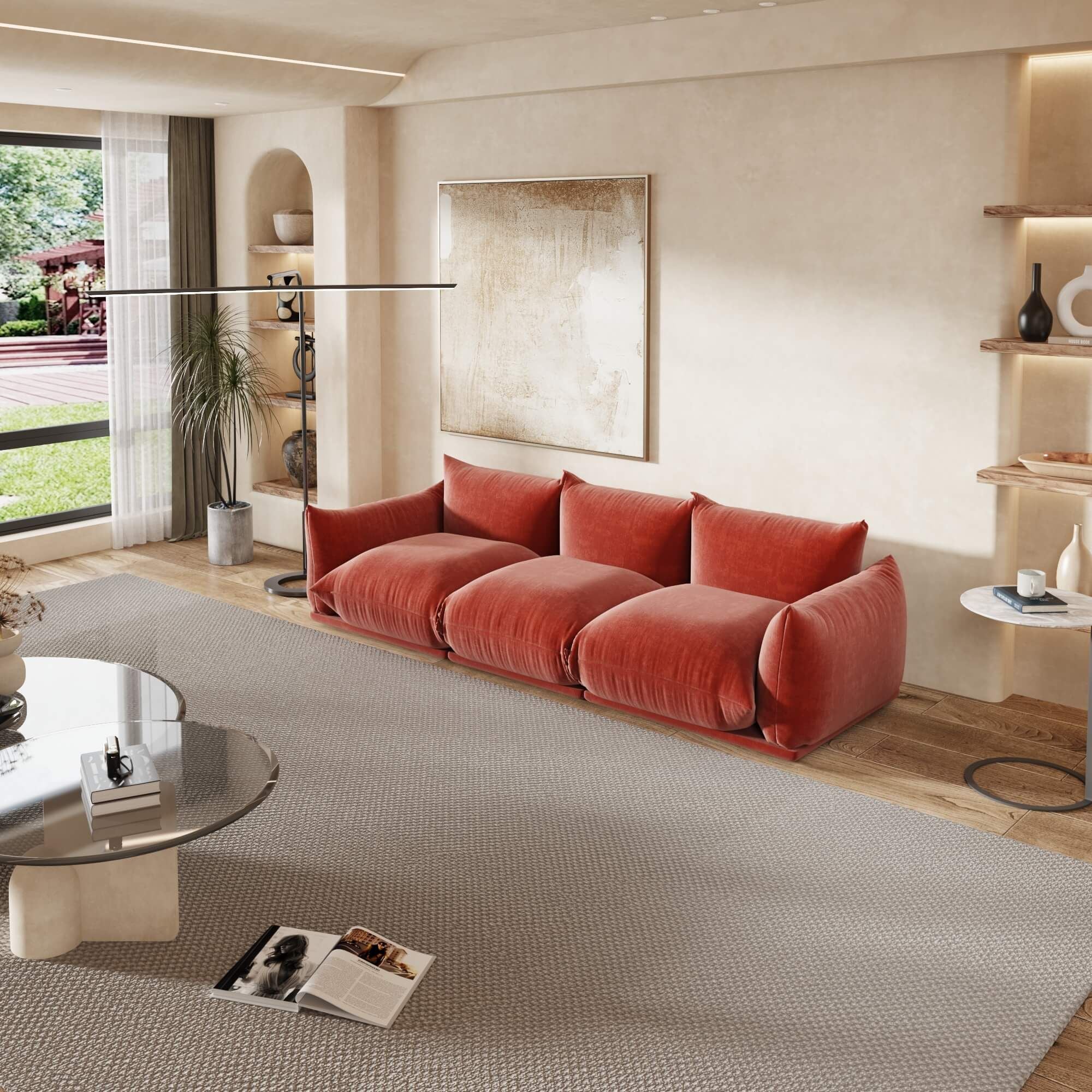 Crenus - Sereno 103.93" 3-Seater Sofa Chenille Floor Sectional Couch